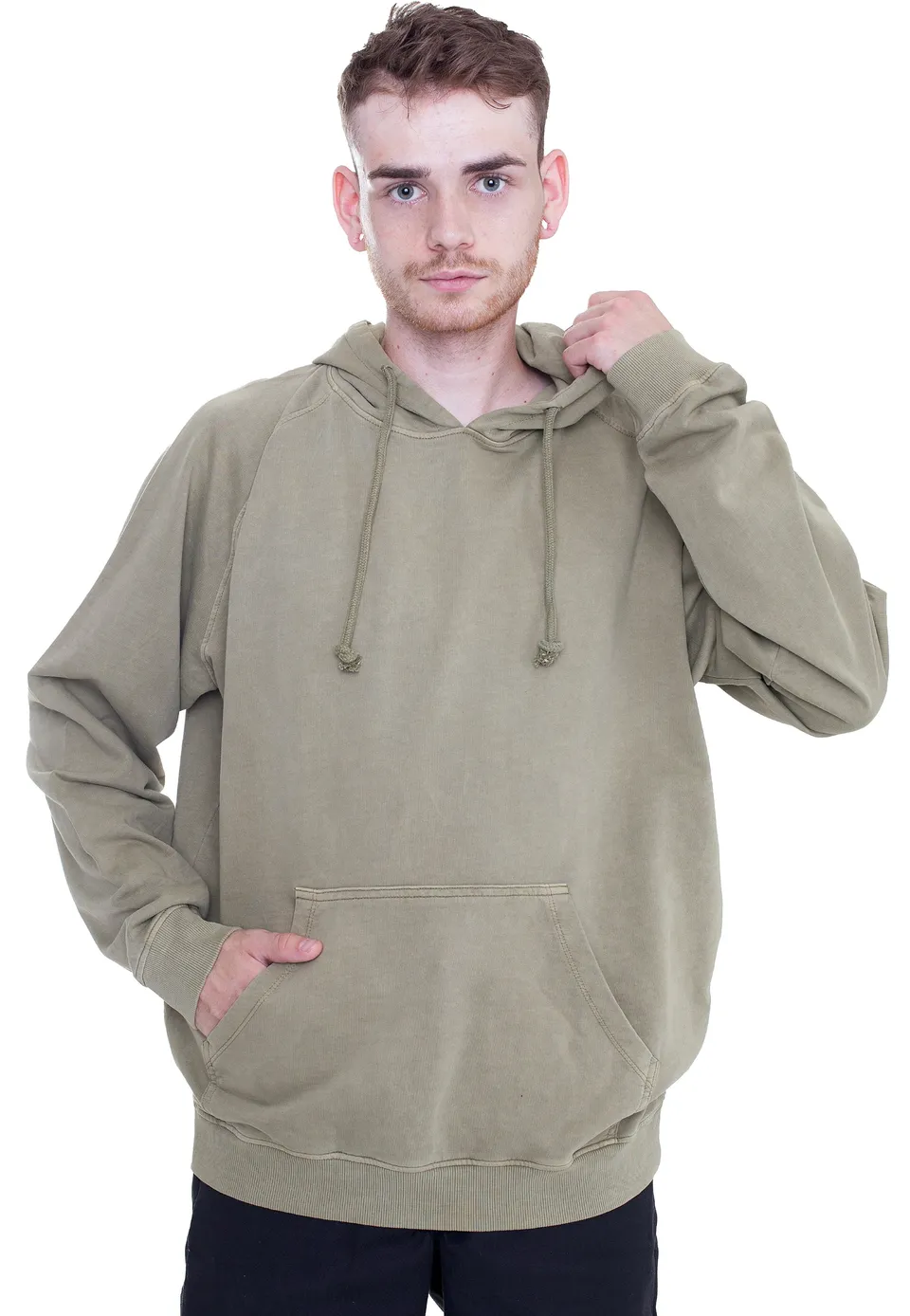 afm-streetwear-overdyed-khaki-hoodie-homme-kaki image 1