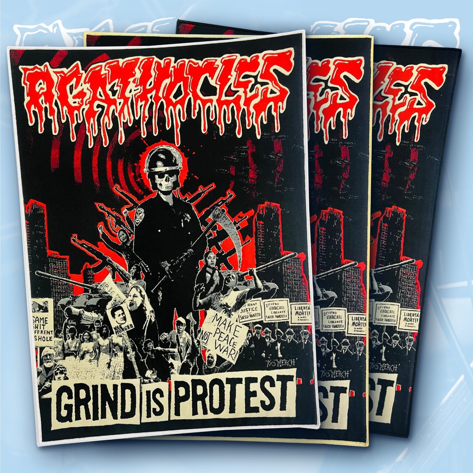 agathocles-grind-is-protest-backpatch-tiss-dos image 1
