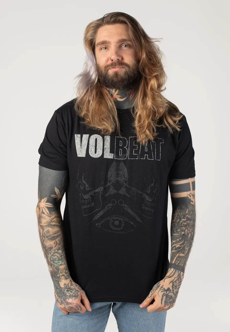 volbeat-mirrored-skulls-t-shirt-noir-metal image 1