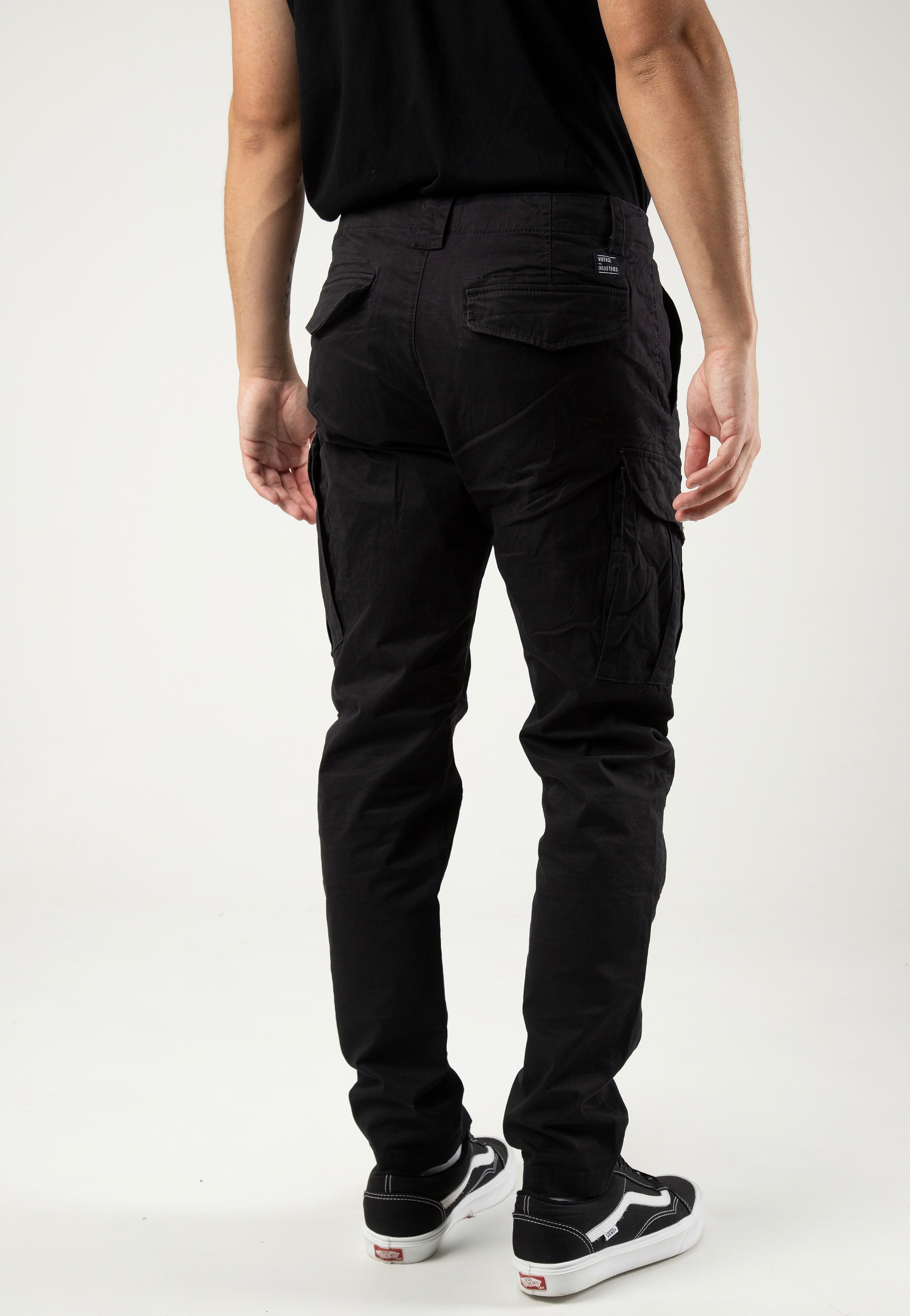 vintage-industries-ferron-steel-pantalon-cargo-noir-w32-coton image 6