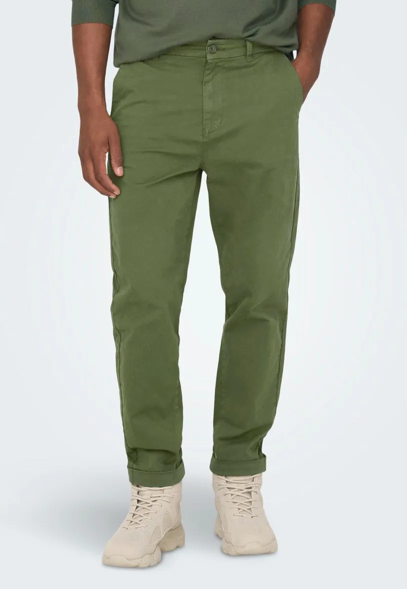 only-sons-kent-cropped-pantalon-chino-vert-moss image 1