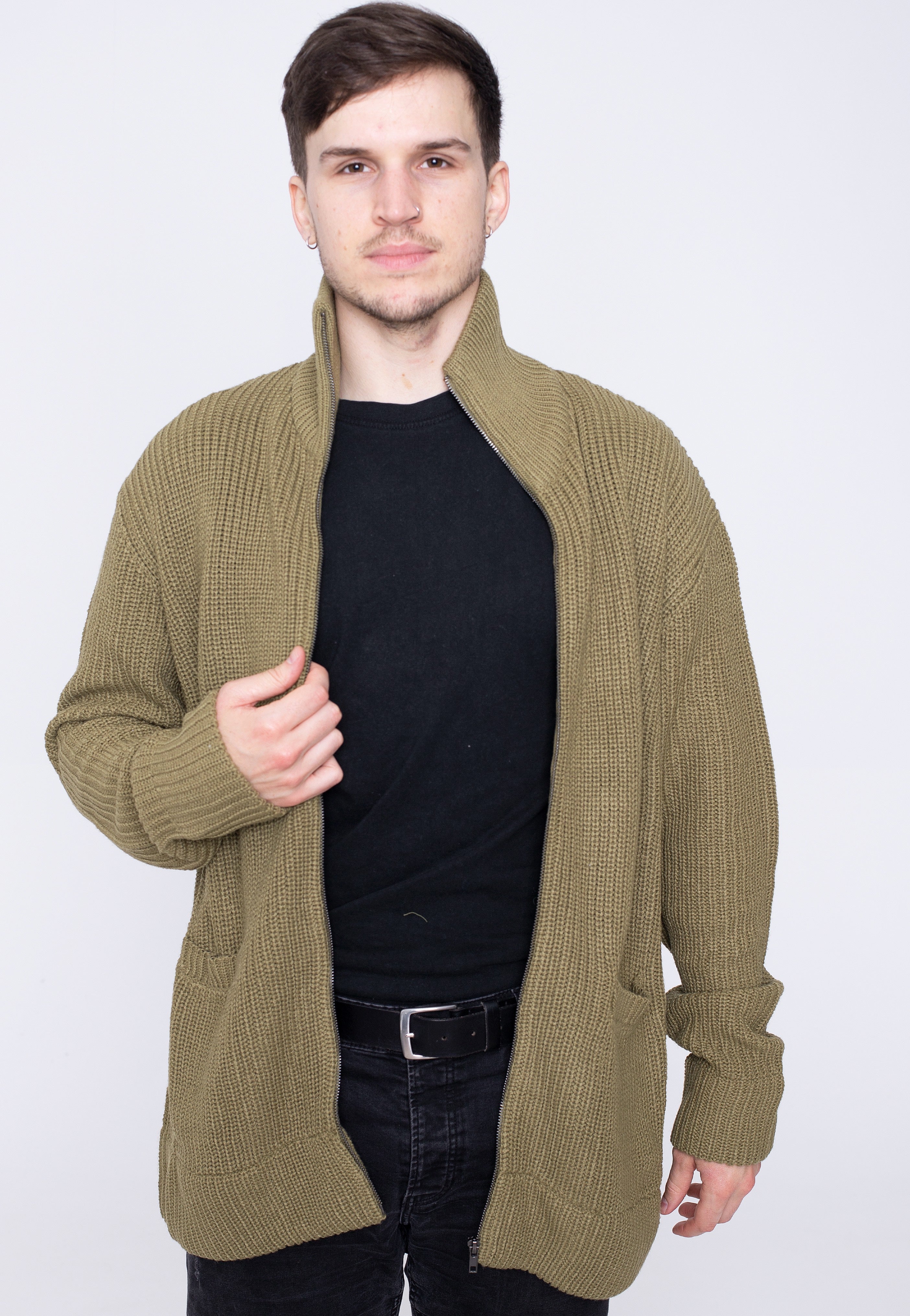 urban-classics-zip-tini-olive-cardigan-gilet-polaire-vert image 2