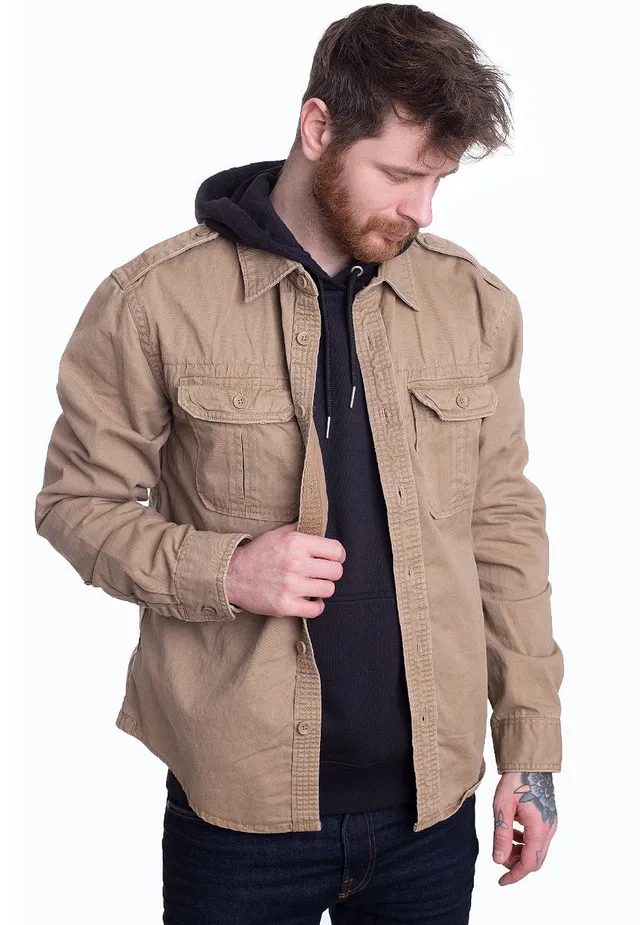 brandit-vintage-shirt-chemise-camel-homme-manches-longues-coton image 1