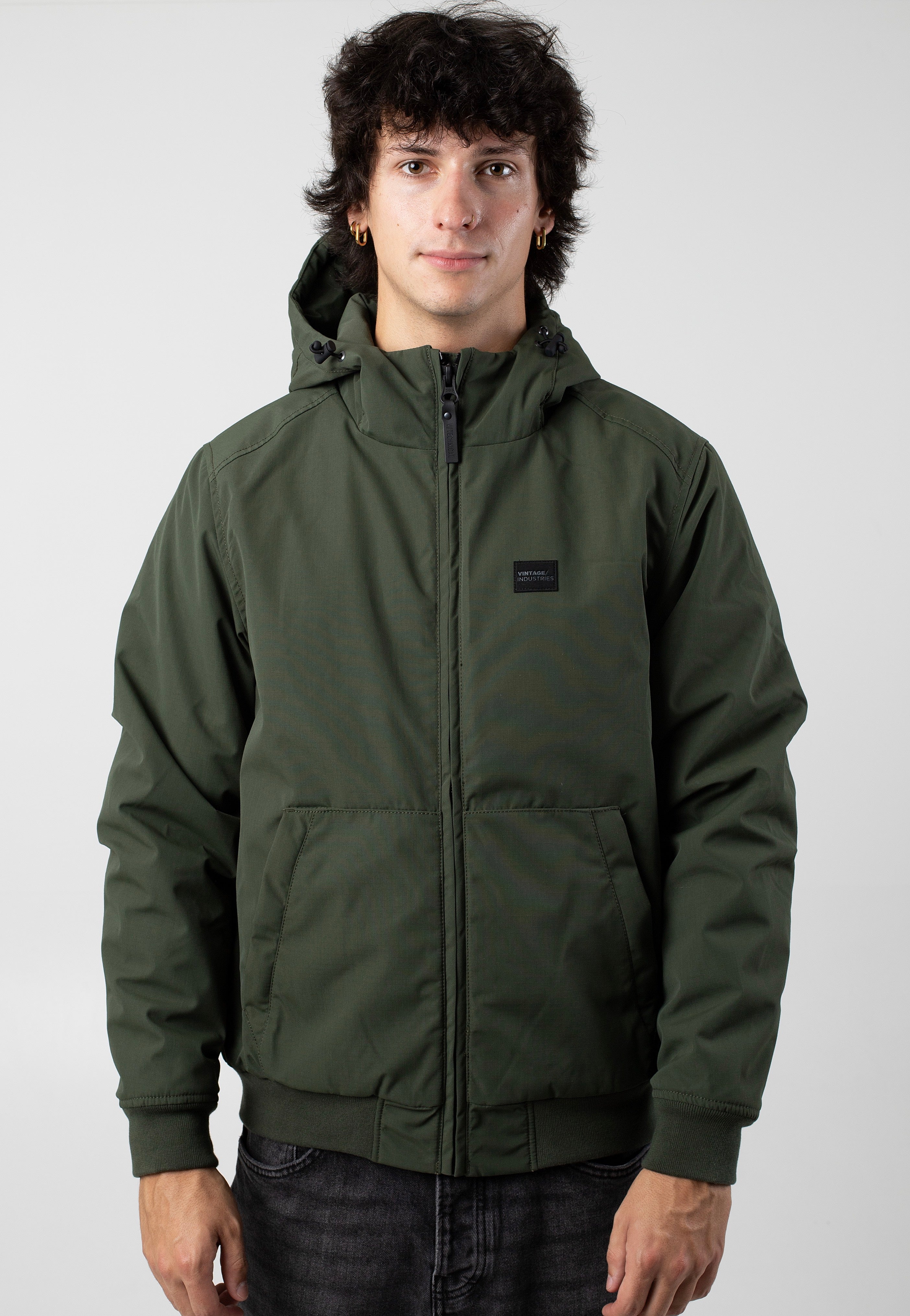 vintage-industries-omega-dark-olive-veste-homme-vert-olive image 1