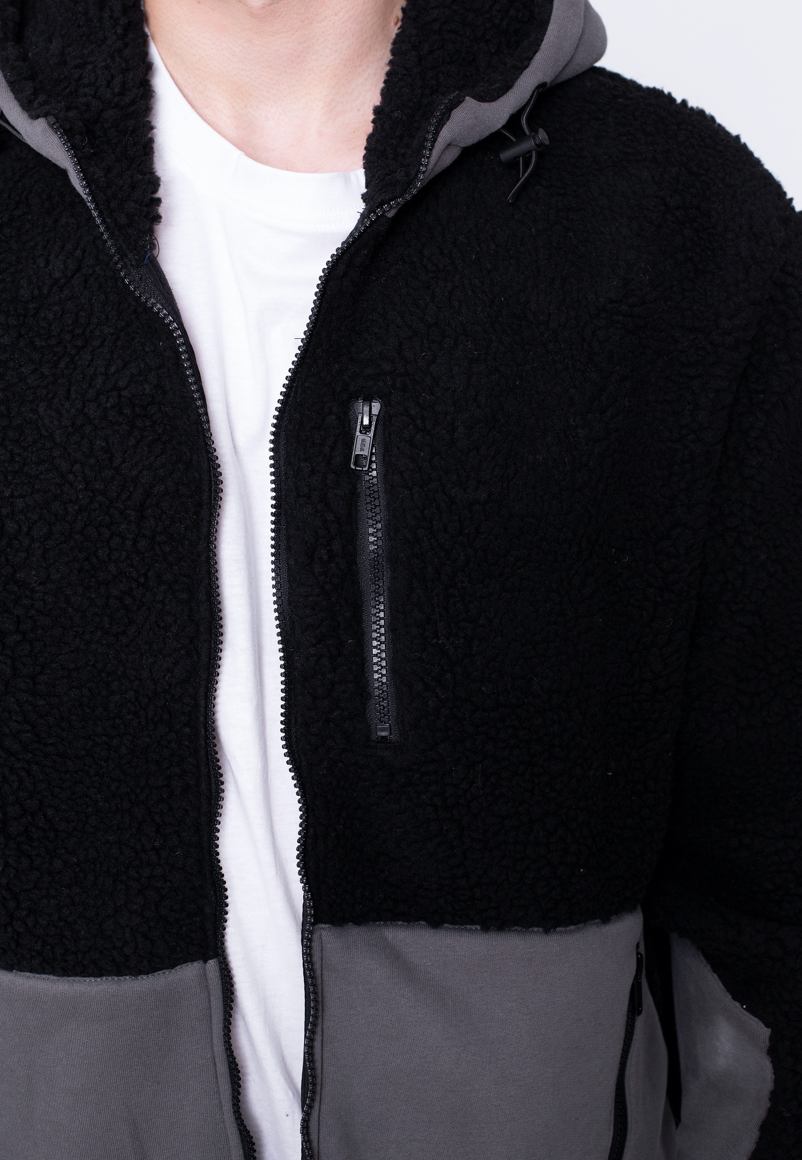 urban-classics-hooded-sherpa-veste-noire-capuche-homme image 3