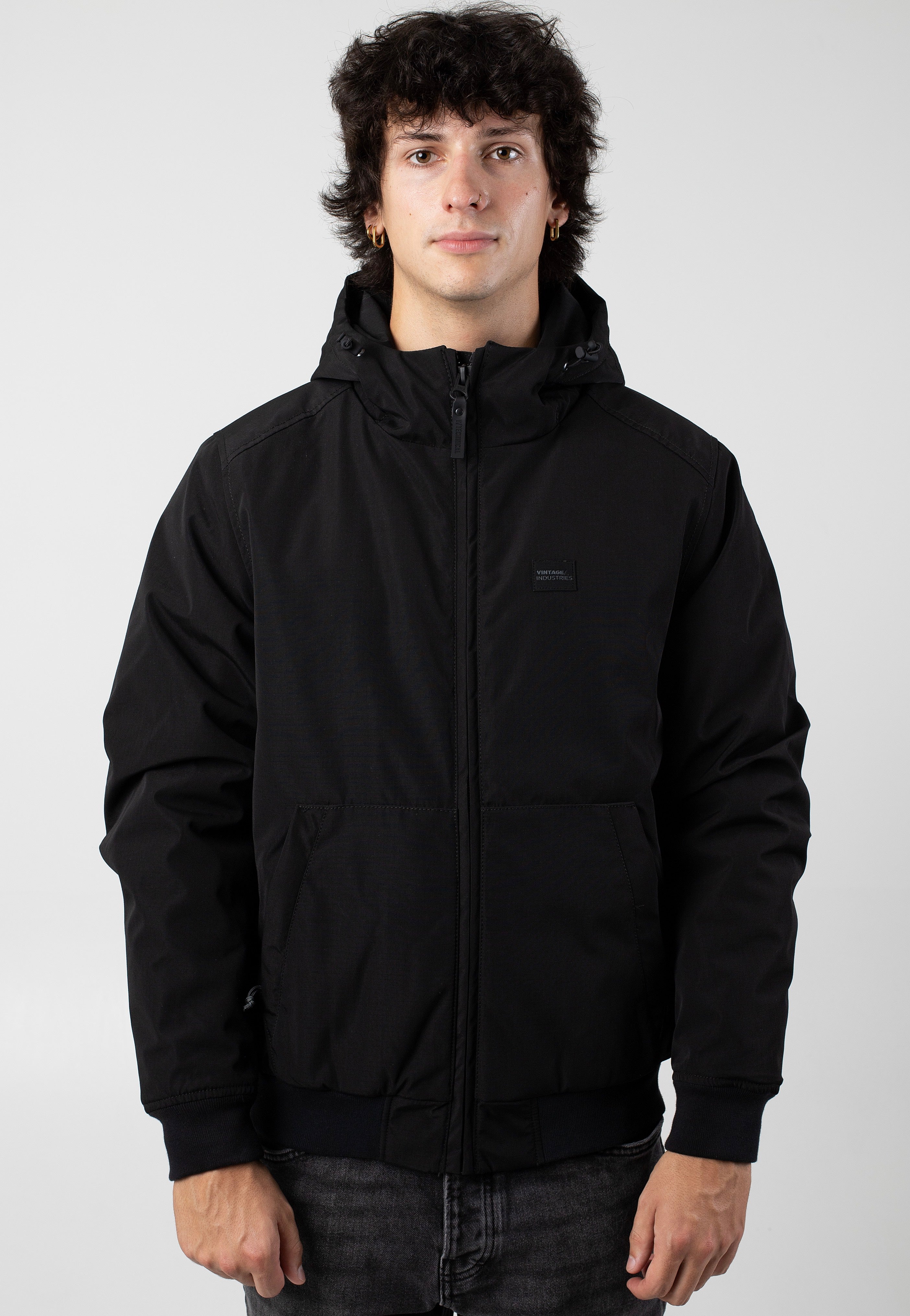 vintage-industries-omega-black-veste-noire-homme-mi-saison image 1