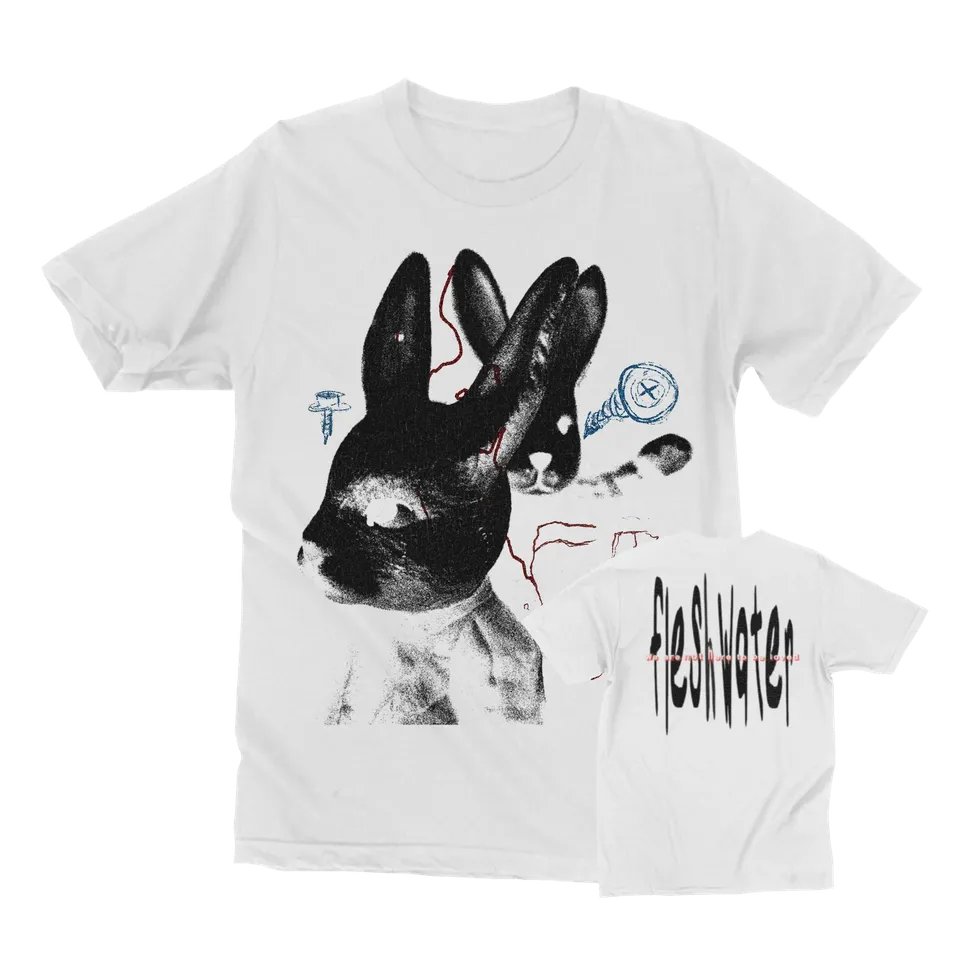 fleshwater-white-rabbit-cement-t-shirt-coton-taille-l image 1