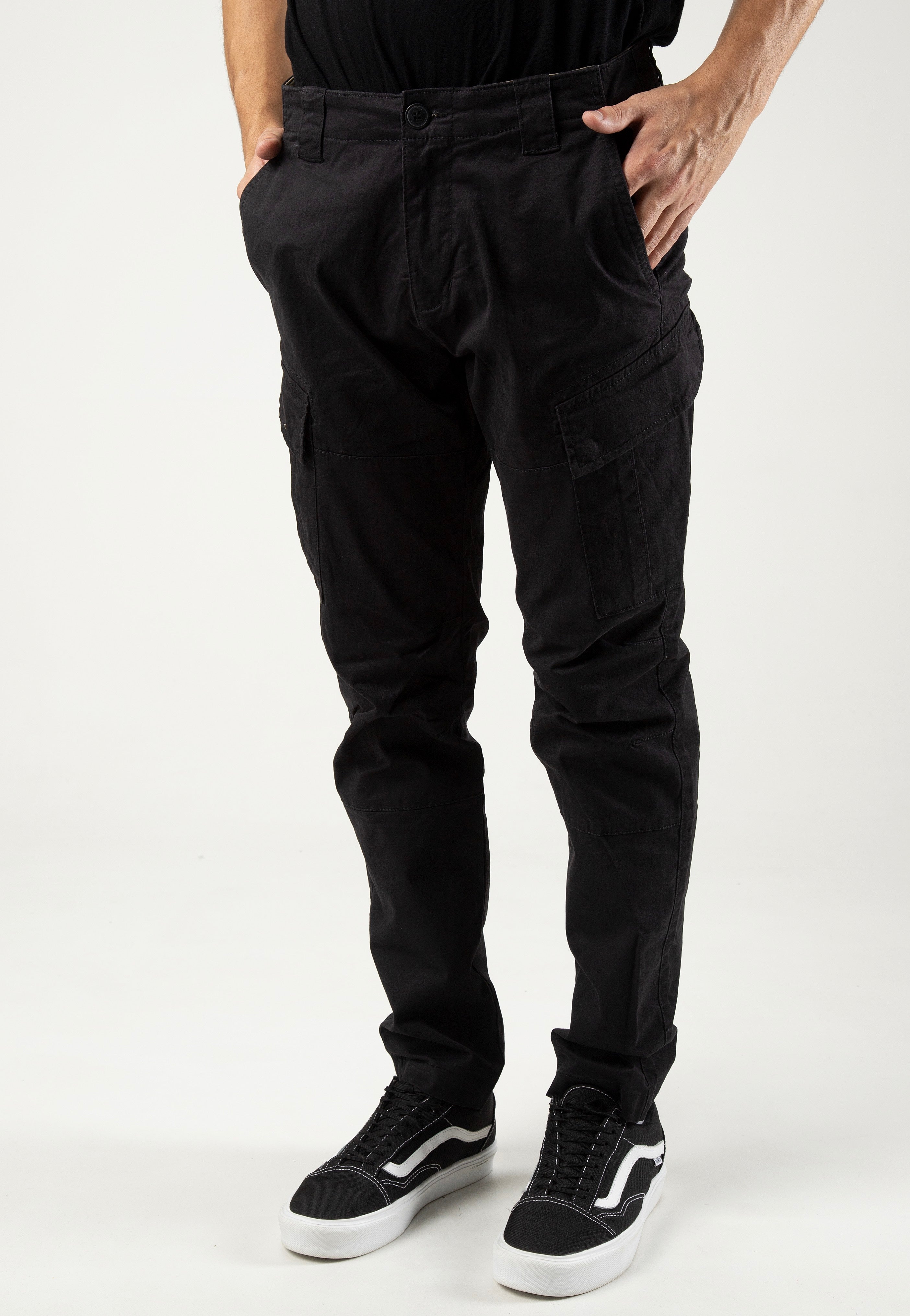 vintage-industries-ferron-steel-pantalon-cargo-noir-w32-coton image 1