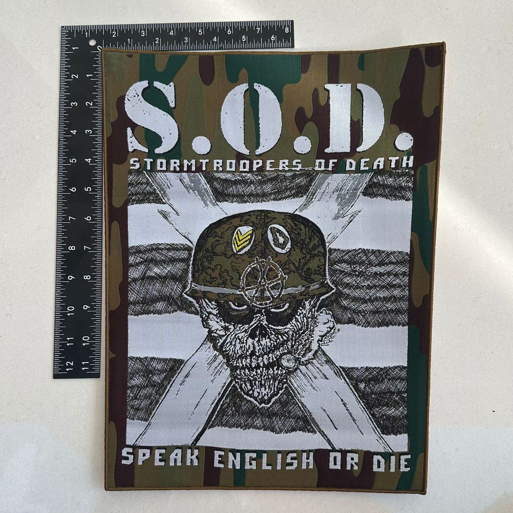 s-o-d-speak-english-or-die-backpatch-tiss-bordure-verte image 3