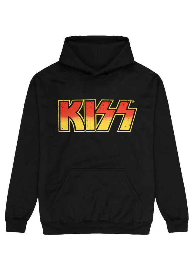 kiss-distressed-logotype-hoodie-sweat-capuche-noir image 1