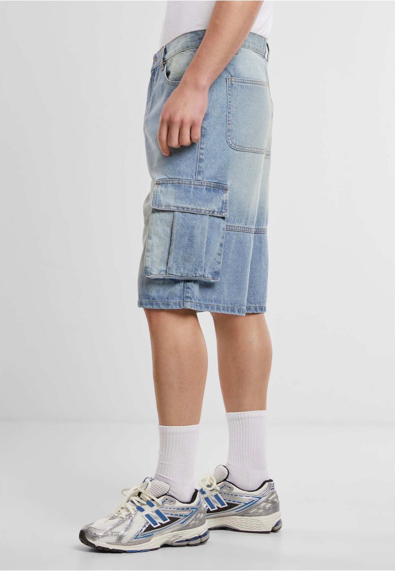 urban-classics-cargo-short-jean-bleu-clair-homme image 8