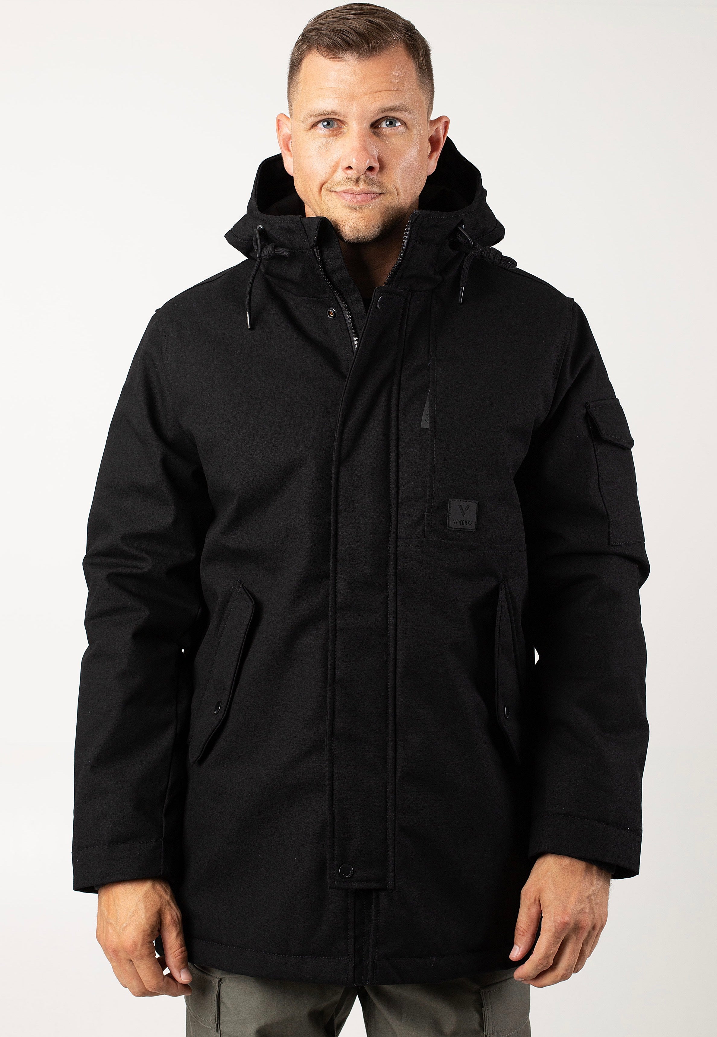 vintage-industries-gus-black-veste-noire-coton-homme image 1