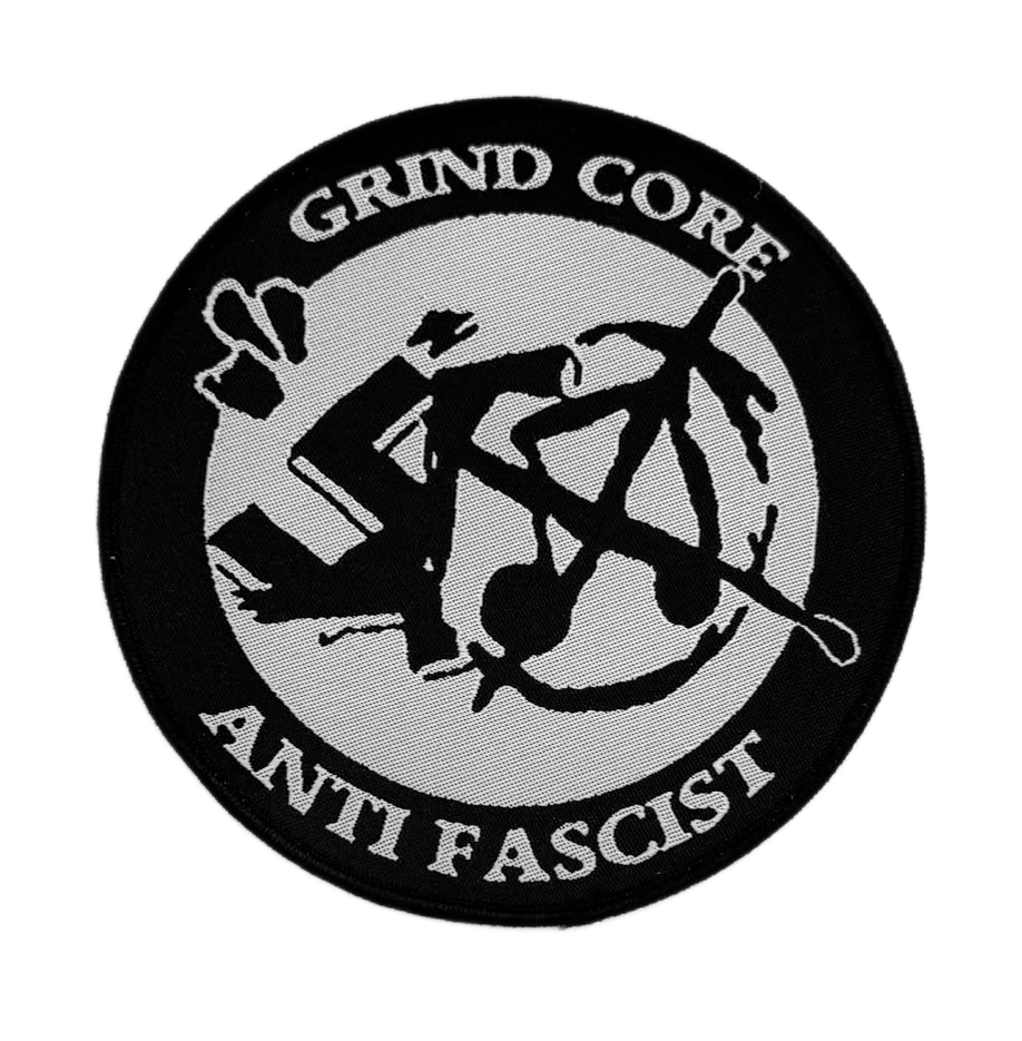 grindcore-antifascist-patch-tiss-bordure-blanche-noire image 2