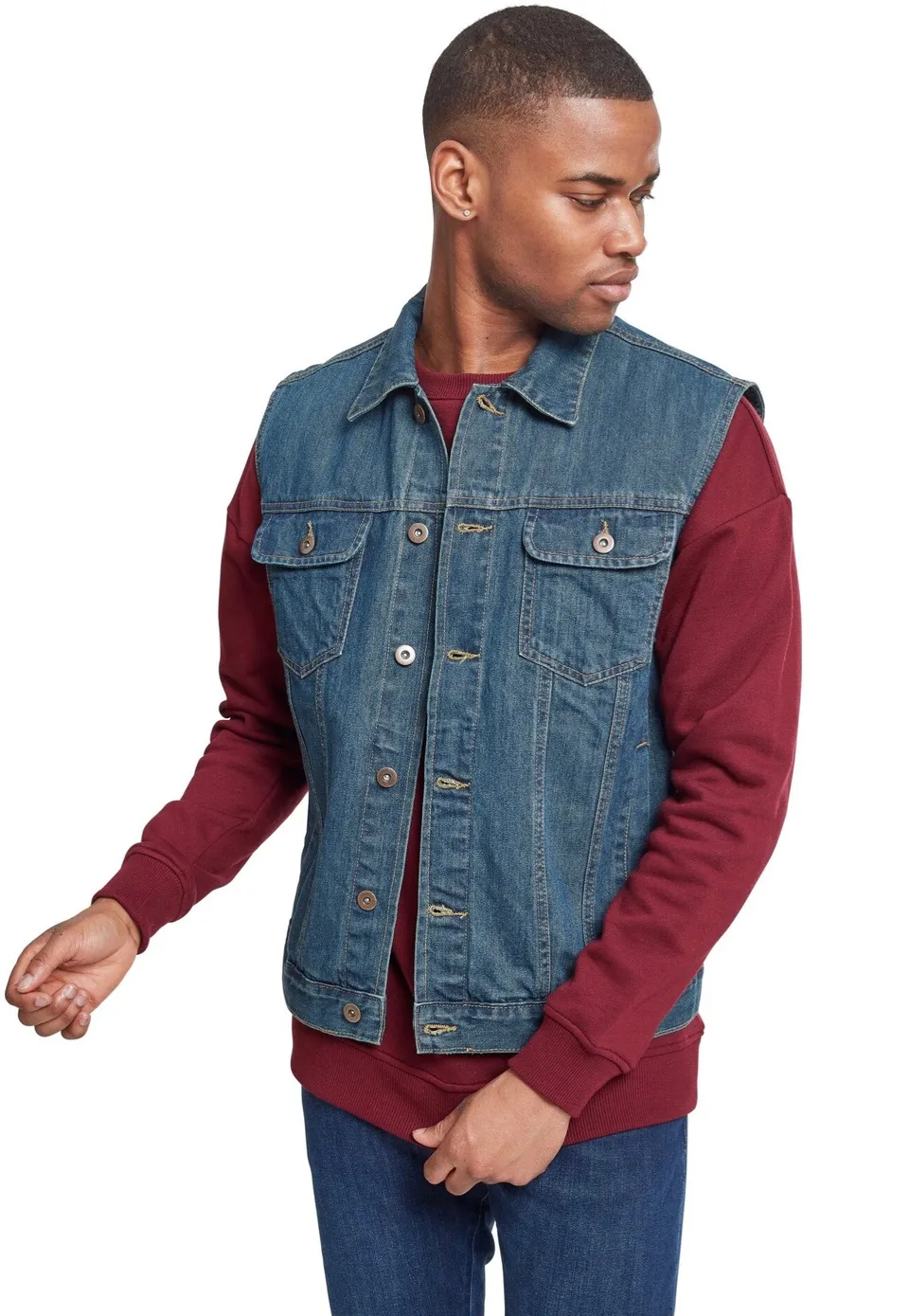 urban-classics-denim-gilet-jean-homme-bleu-denim image 1