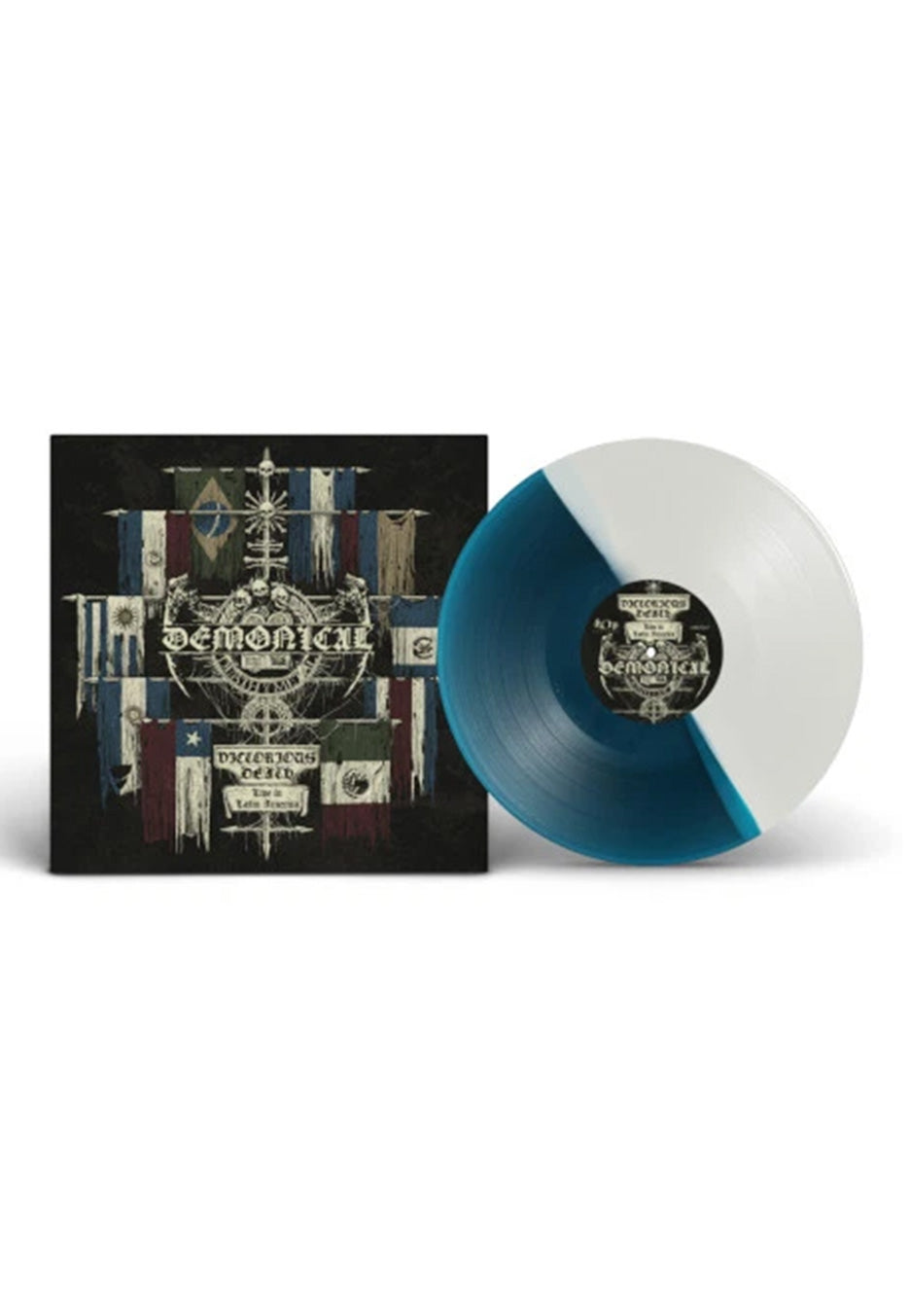 demonical-victorious-death-vinyle-split-bleu-blanc image 1