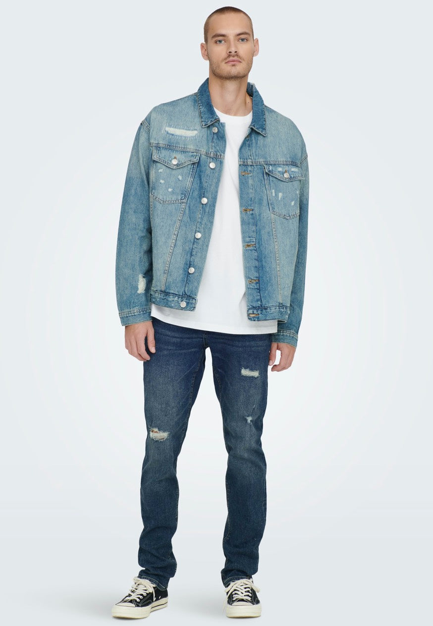 only-sons-loom-slim-damage-blue-denim-jean-slim-homme image 3