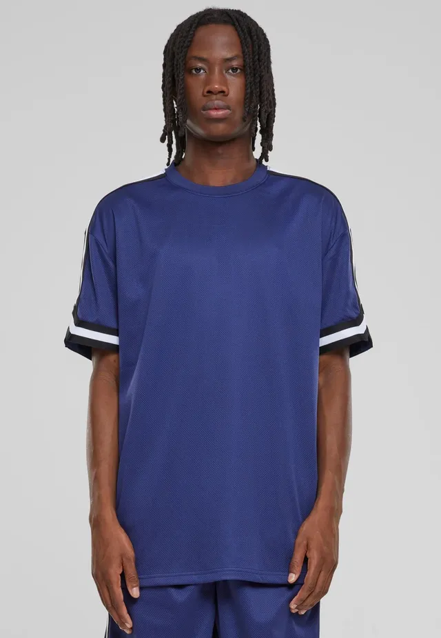 urban-classics-stripes-mesh-t-shirt-oversize-bleu-xl image 1
