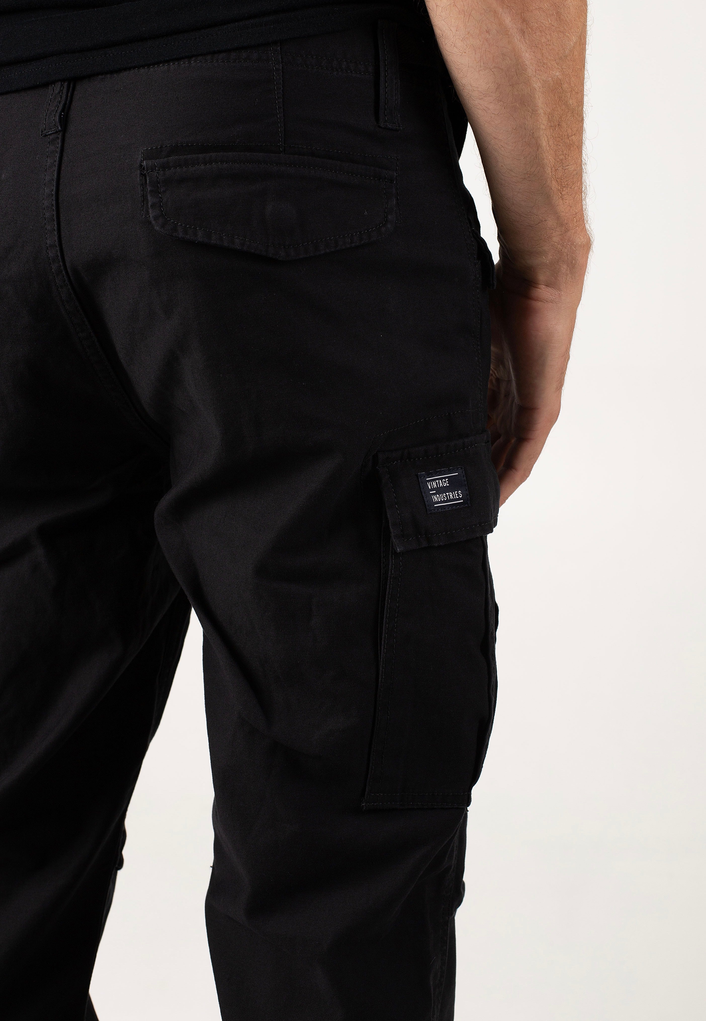 vintage-industries-m65-heavy-satin-pantalon-cargo-noir image 4