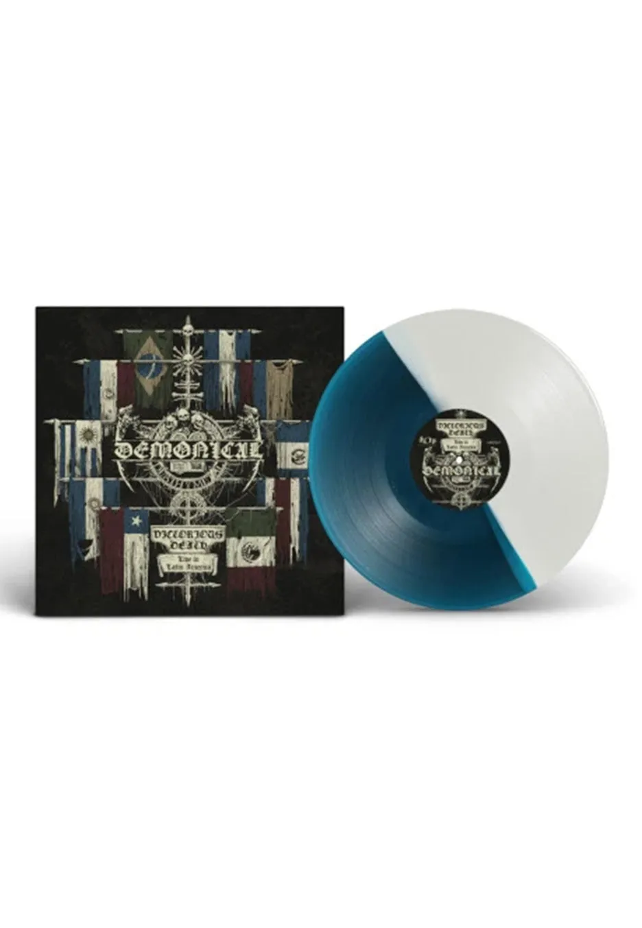 demonical-victorious-death-vinyle-split-bleu-blanc image 1