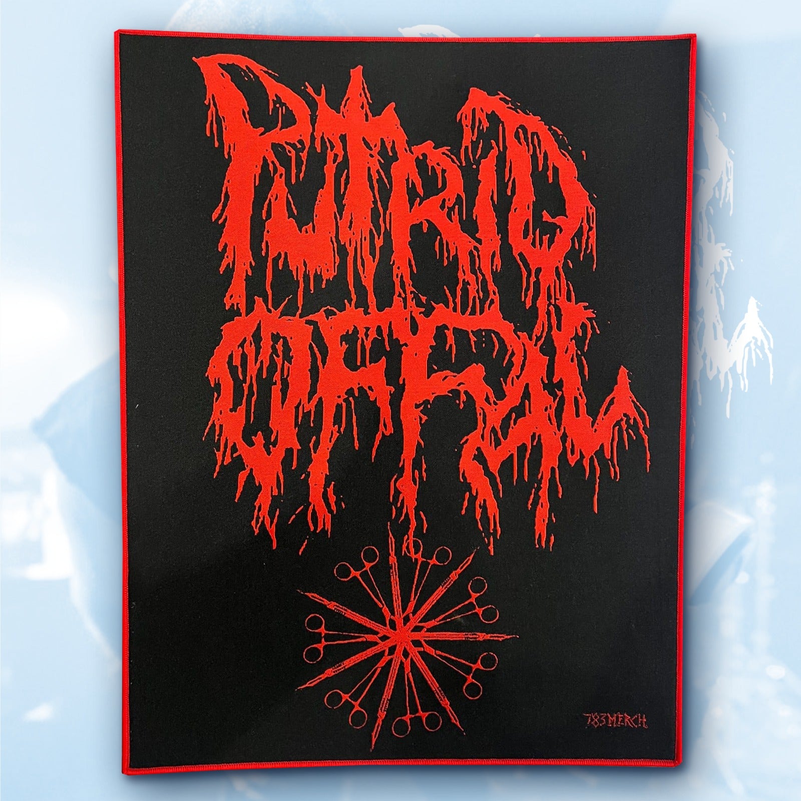 putrid-offal-logo-backpatch-tiss-dos-bordure-noire image 3