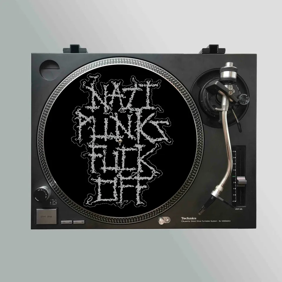 783punx-nazi-punks-fuck-off-slipmat-vinyle-noir-argent image 1
