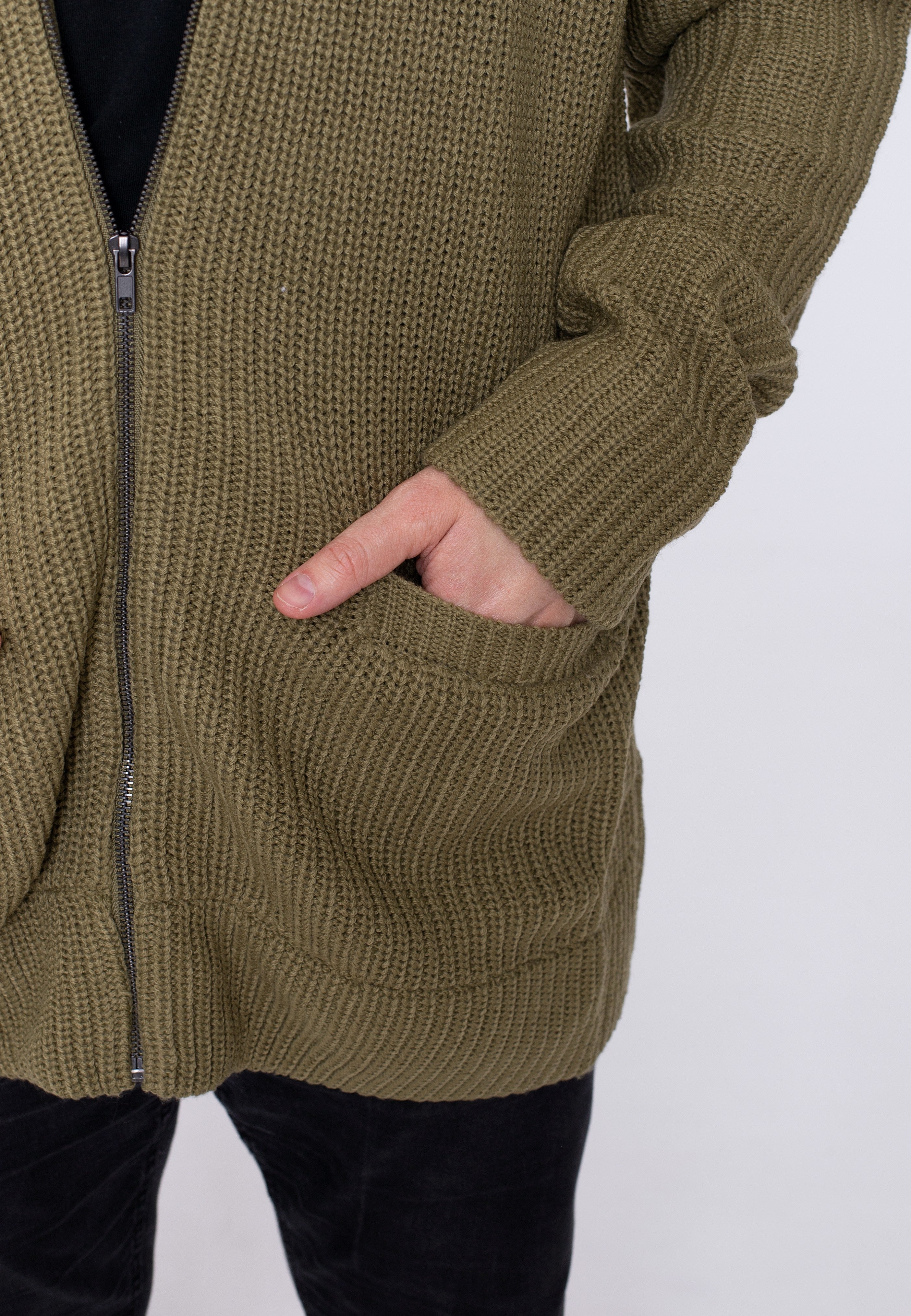 urban-classics-zip-tini-olive-cardigan-gilet-polaire-vert image 3