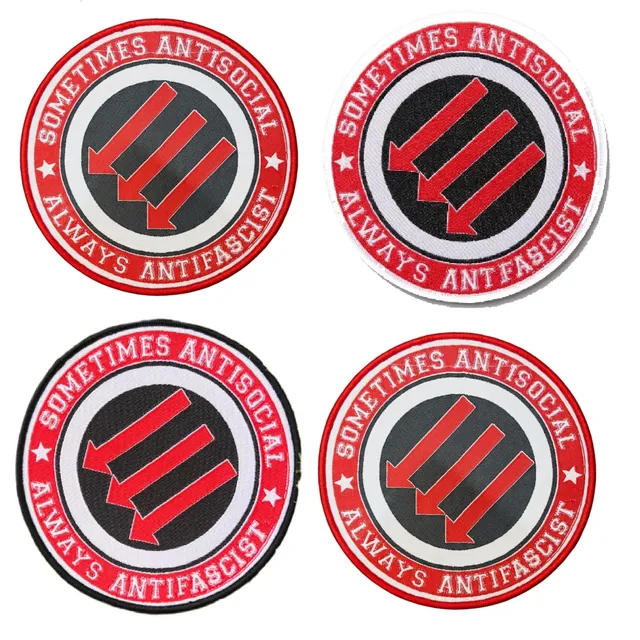 sometimes-antisocial-always-antifascist-patch-woven-bordure-rouge image 1