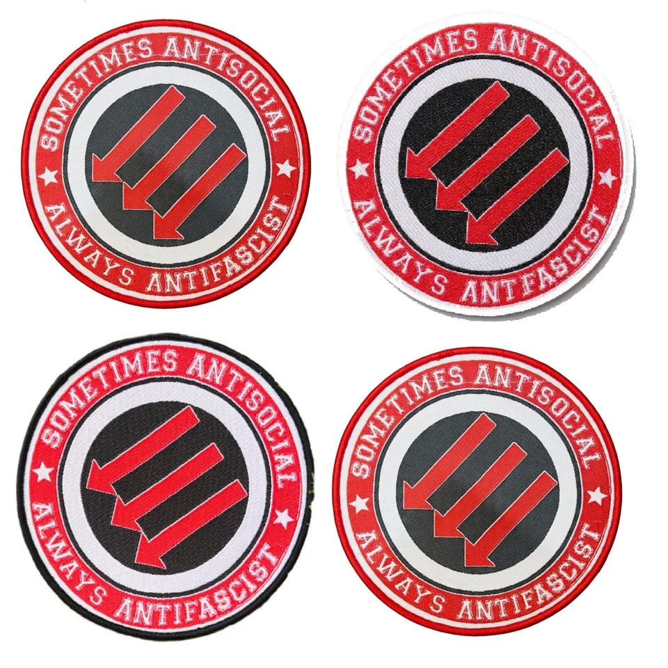 sometimes-antisocial-always-antifascist-patch-woven-bordure-rouge image 1