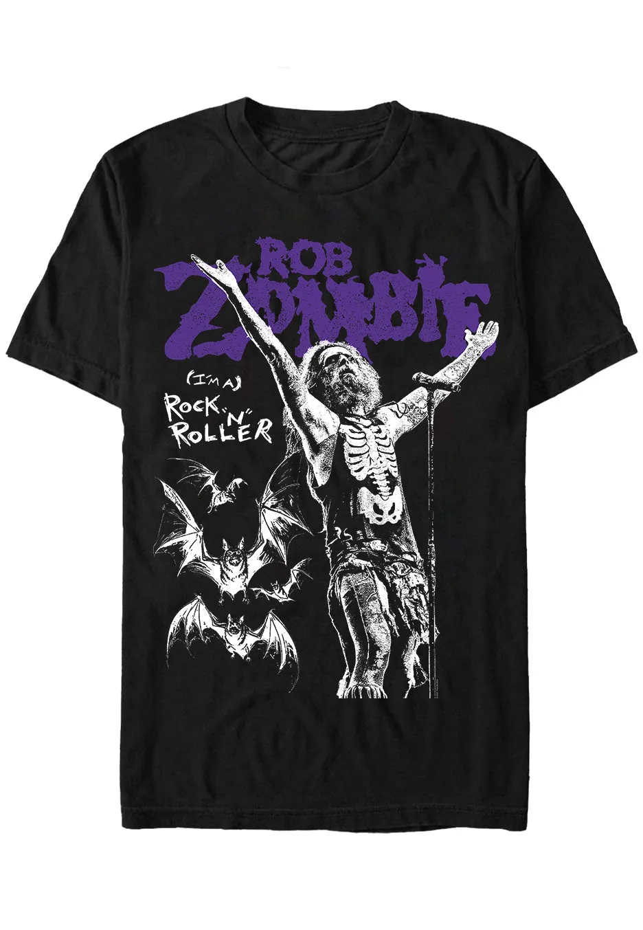 rob-zombie-bats-rnr-t-shirt-noir-homme-manches-courtes image 1