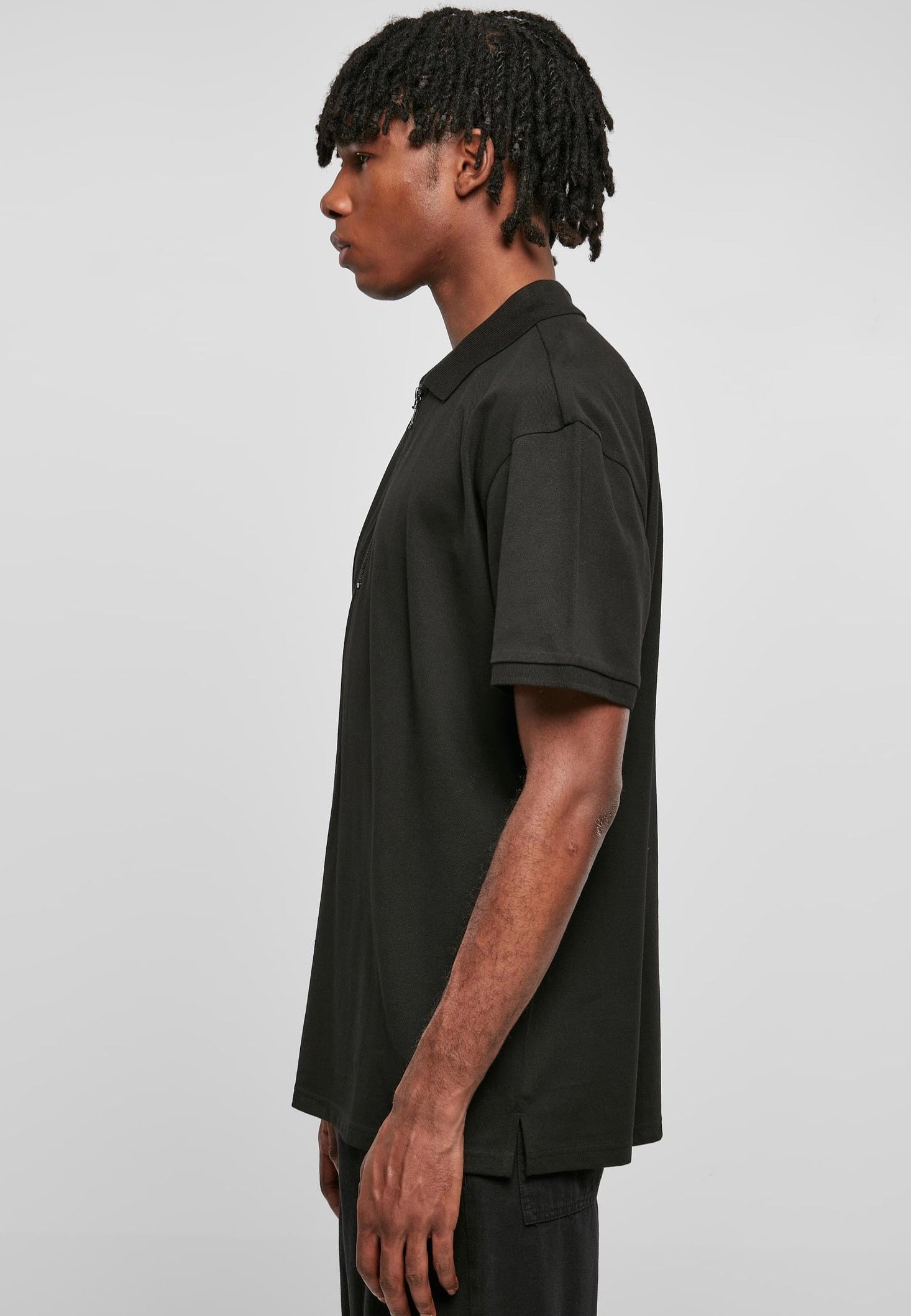 urban-classics-oversized-zip-polo-noir-coton image 4
