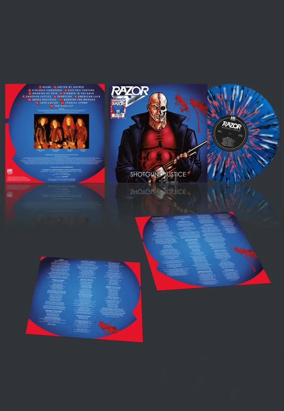 razor-shotgun-justice-vinyle-bleu-splatter-thrash-metal image 1