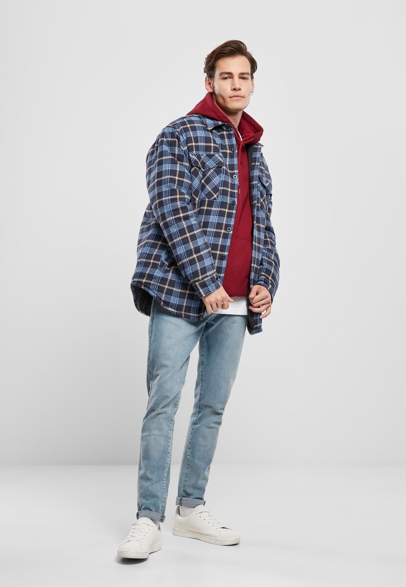 urban-classics-plaid-quilted-veste-carreaux-bleu-clair-taille-m image 2