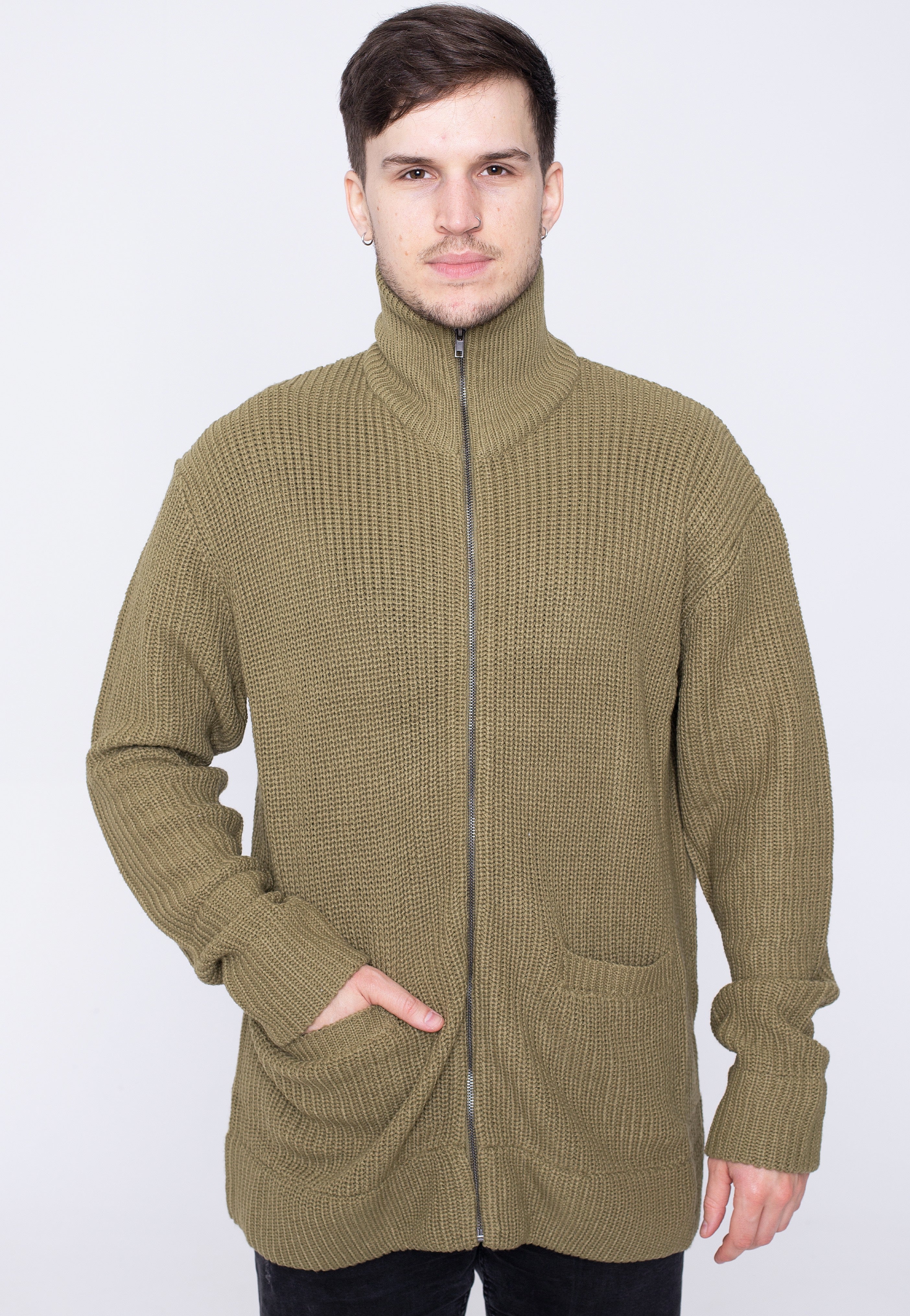 urban-classics-zip-tini-olive-cardigan-gilet-polaire-vert image 1