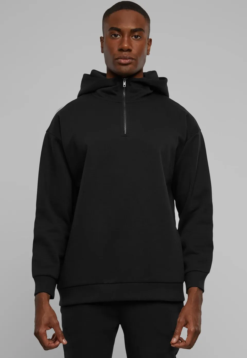urban-classics-zipped-high-neck-hoodie-noir-homme image 1