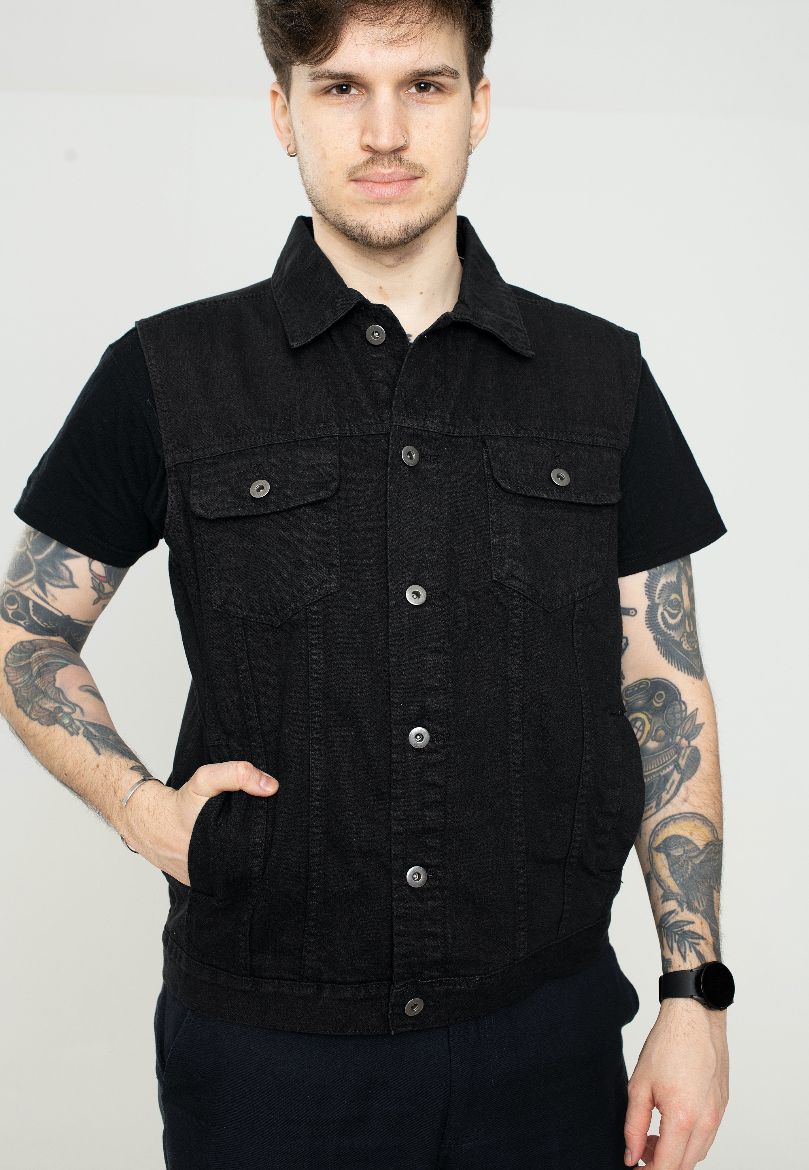 urban-classics-denim-black-dark-gilet-jean-noir-taille-l image 6
