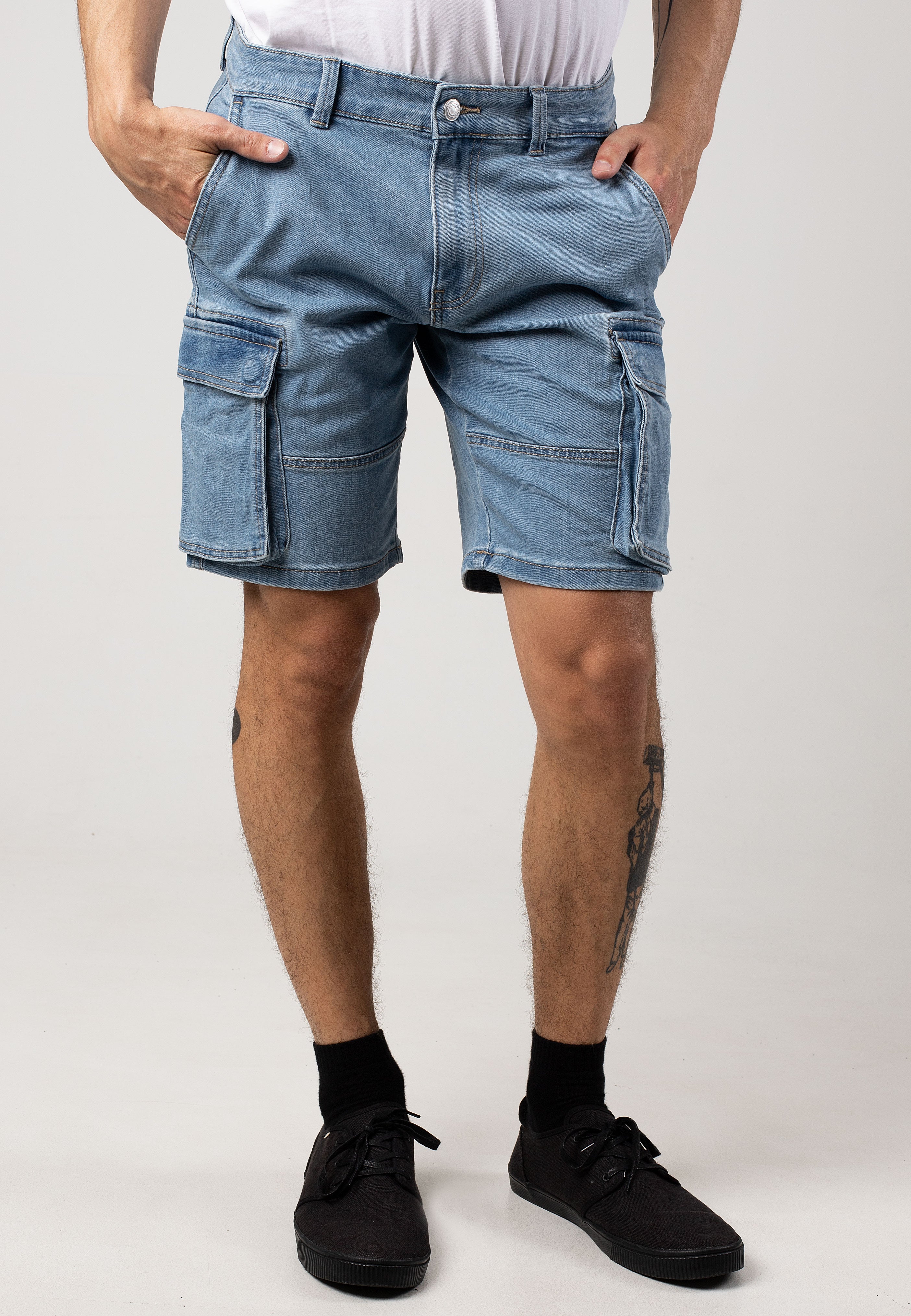only-sons-cam-stage-cargo-short-jean-bleu-clair-denim image 1