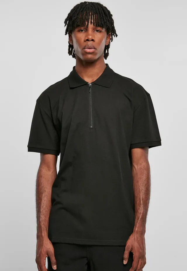 urban-classics-oversized-zip-polo-noir-coton image 1