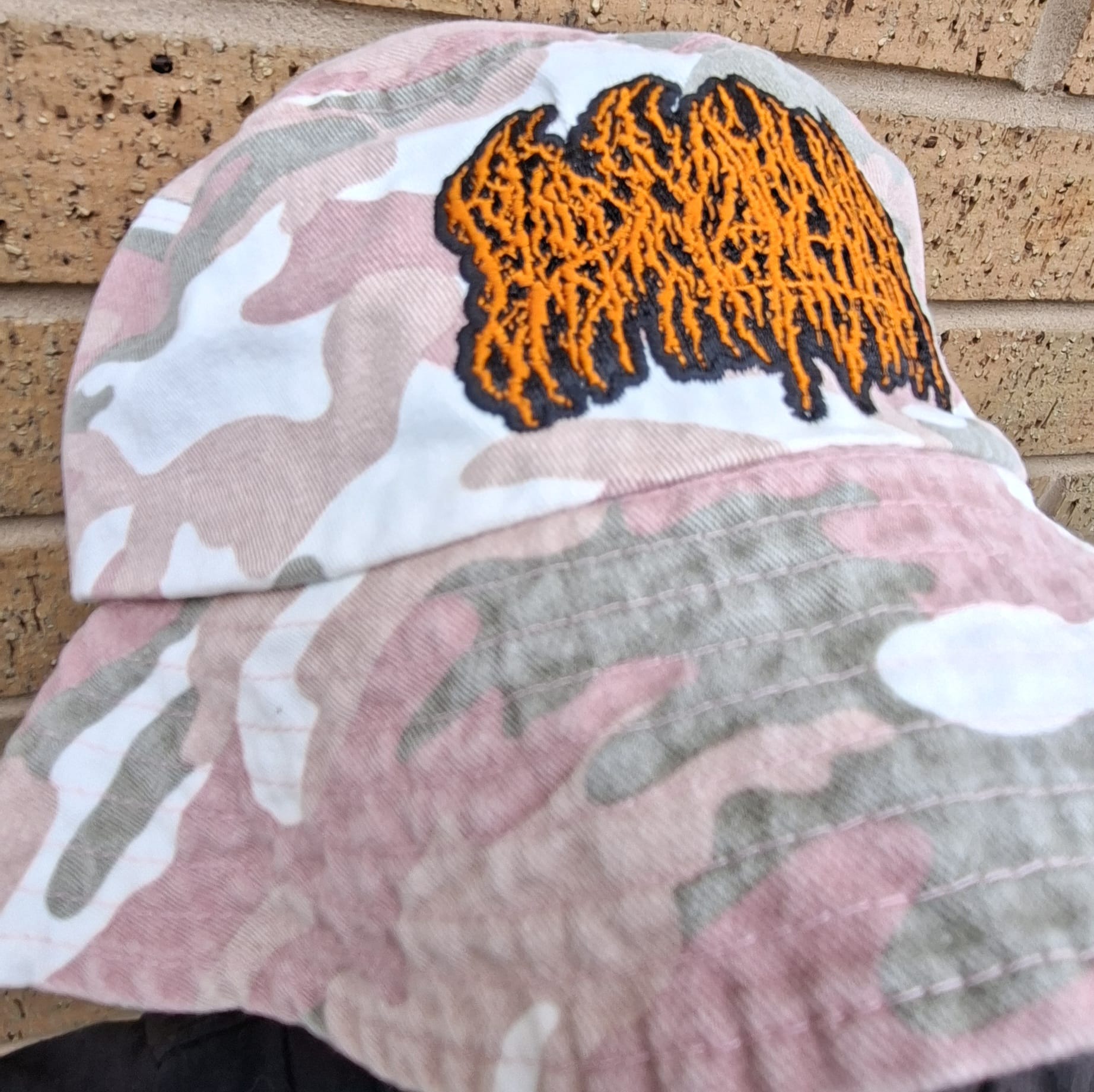 blood-incantation-logo-bucket-hat-pink-camo-orange-n-on image 3