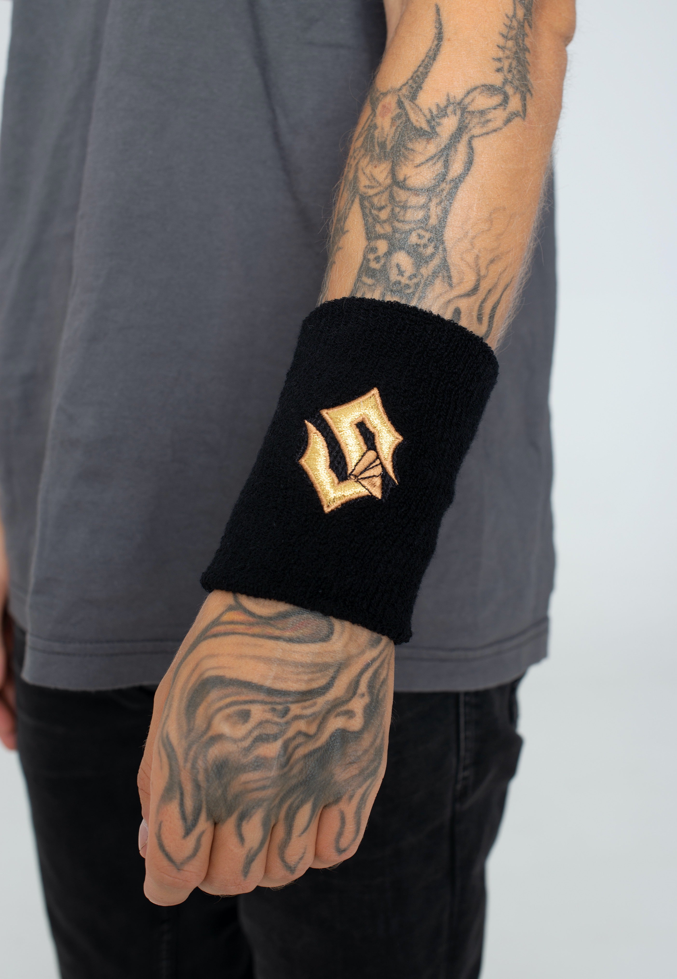sabaton-gold-logo-bracelet-tissu-noir-taille-unique image 3
