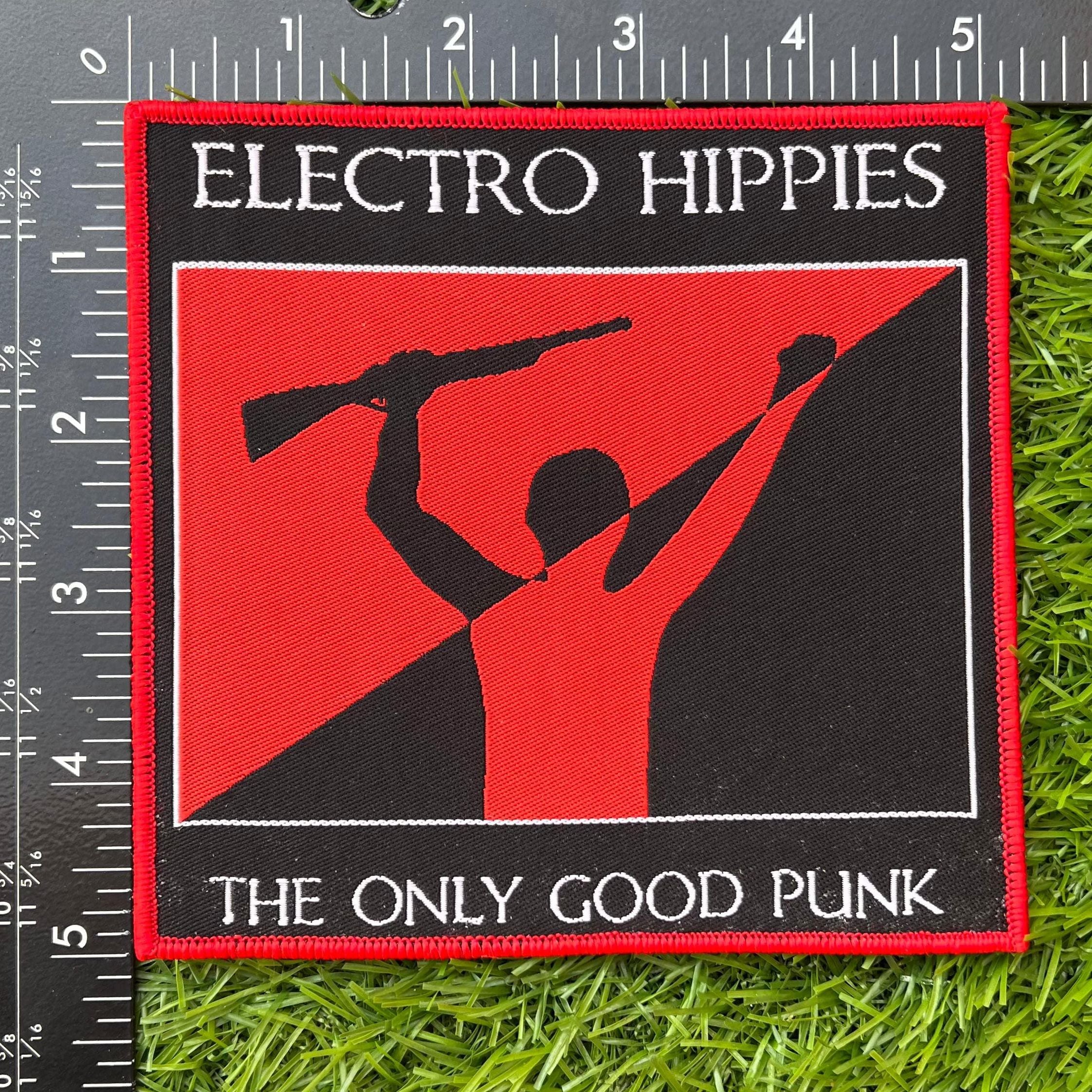 electro-hippies-only-good-punk-patch-tiss-bord-noir image 4