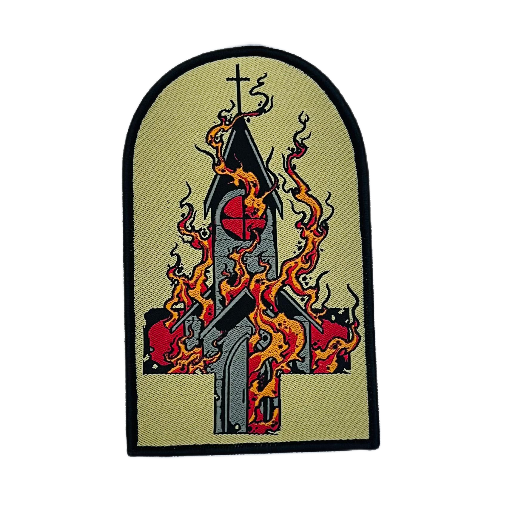 783punx-small-patch-burn-your-local-church-patch-tiss-bordure-noire image 2