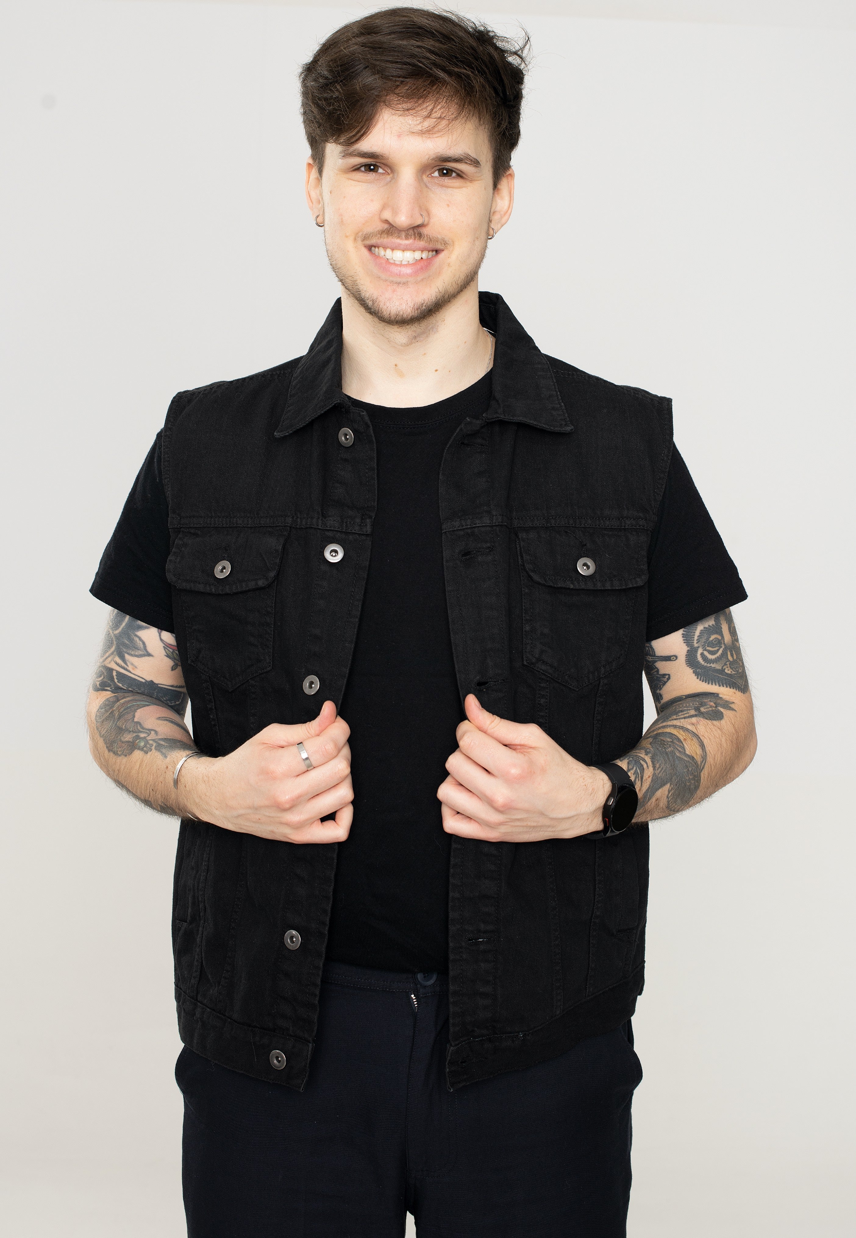 urban-classics-denim-black-dark-gilet-jean-noir-taille-l image 4