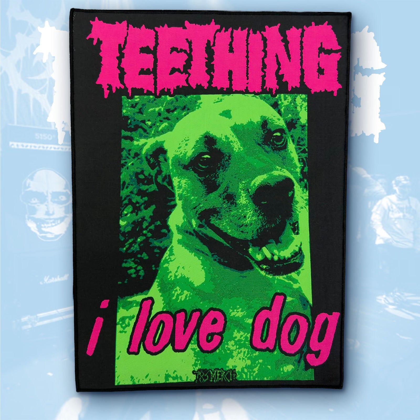 783punx-backpatch-teething-i-love-dog-cusson-dos-tiss-bordure-noire image 2