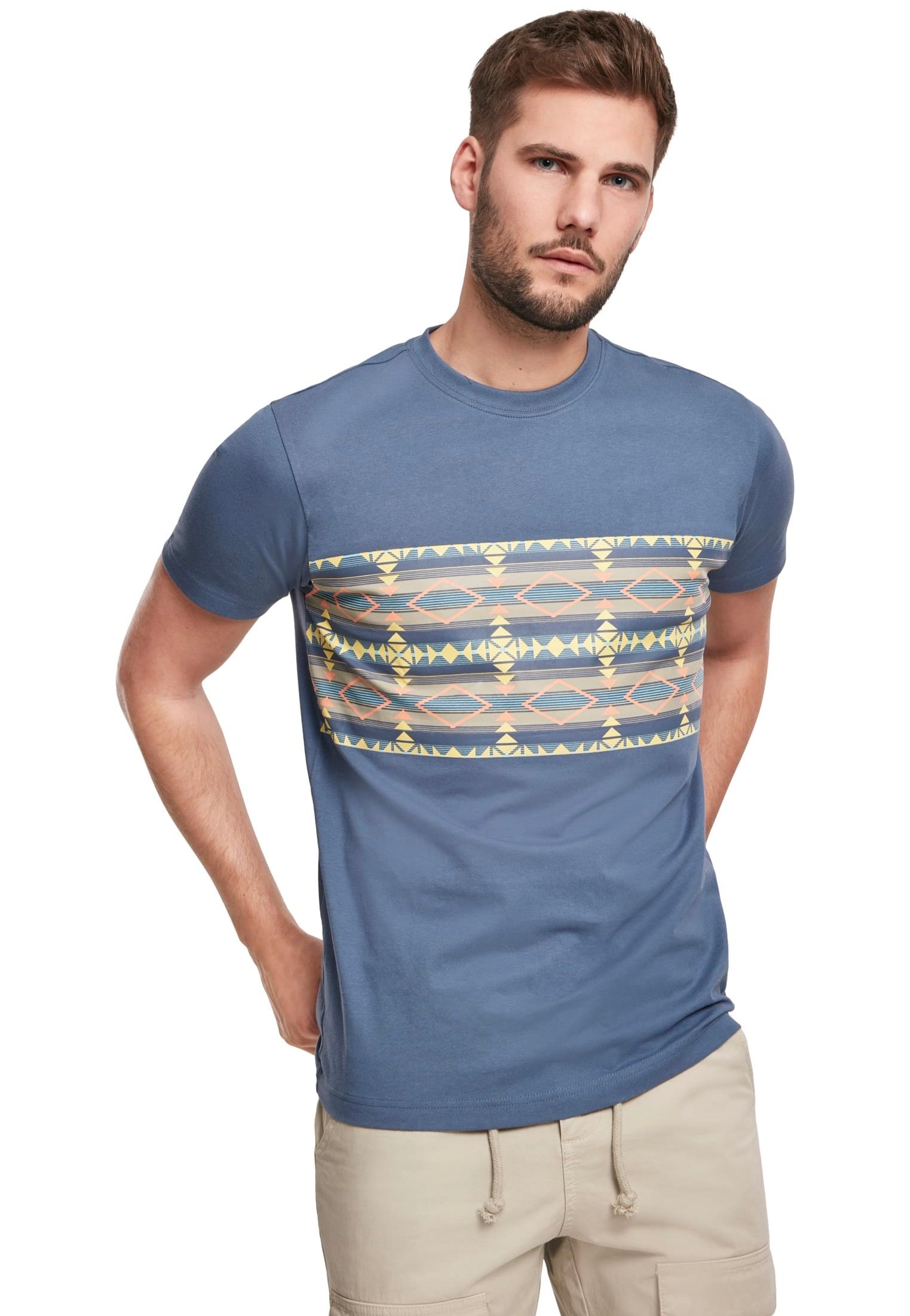 urban-classics-inka-pattern-t-shirt-bleu-vintageblue image 4