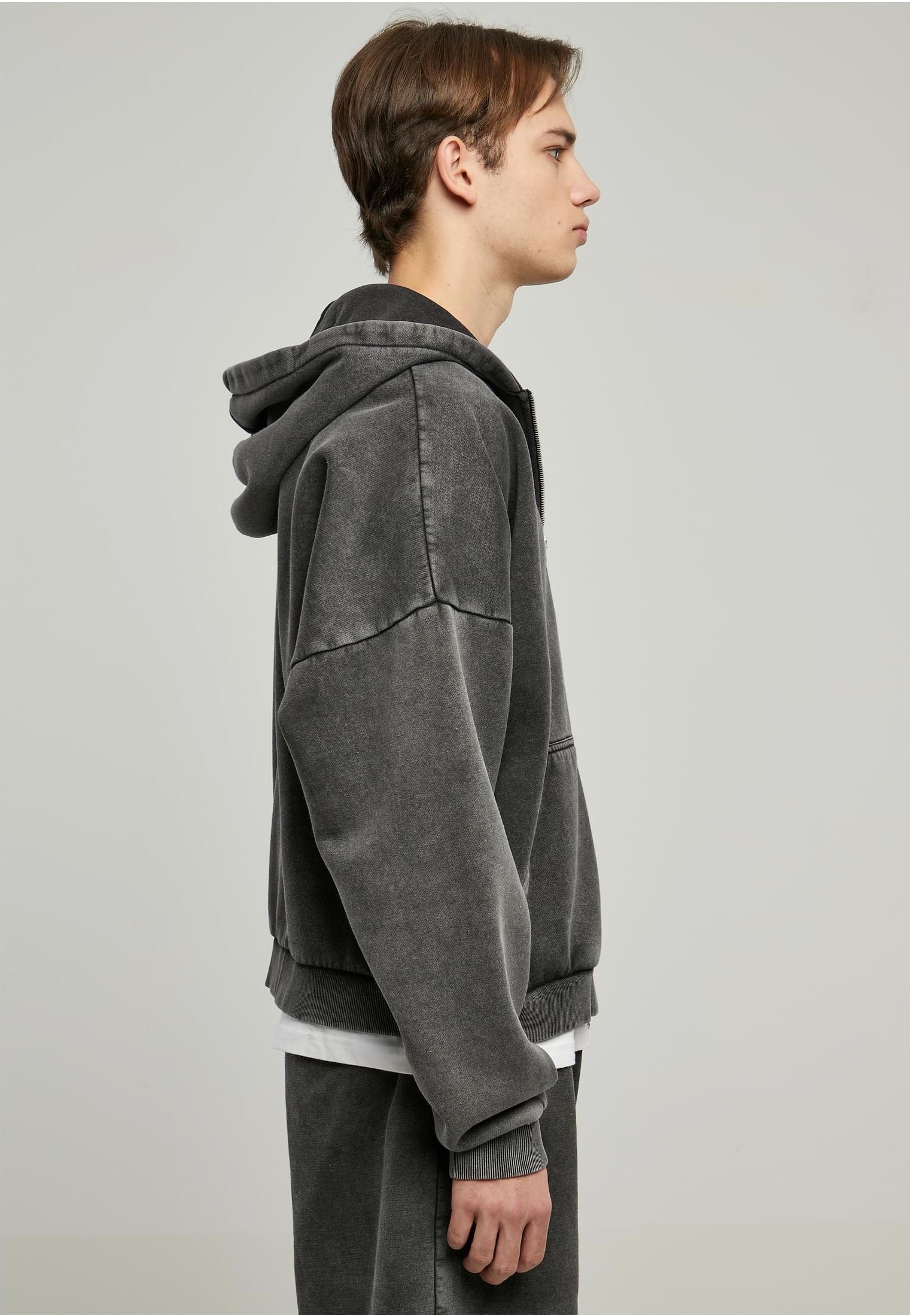 urban-classics-heavy-sand-washed-sweat-zipp-noir-90-s image 3