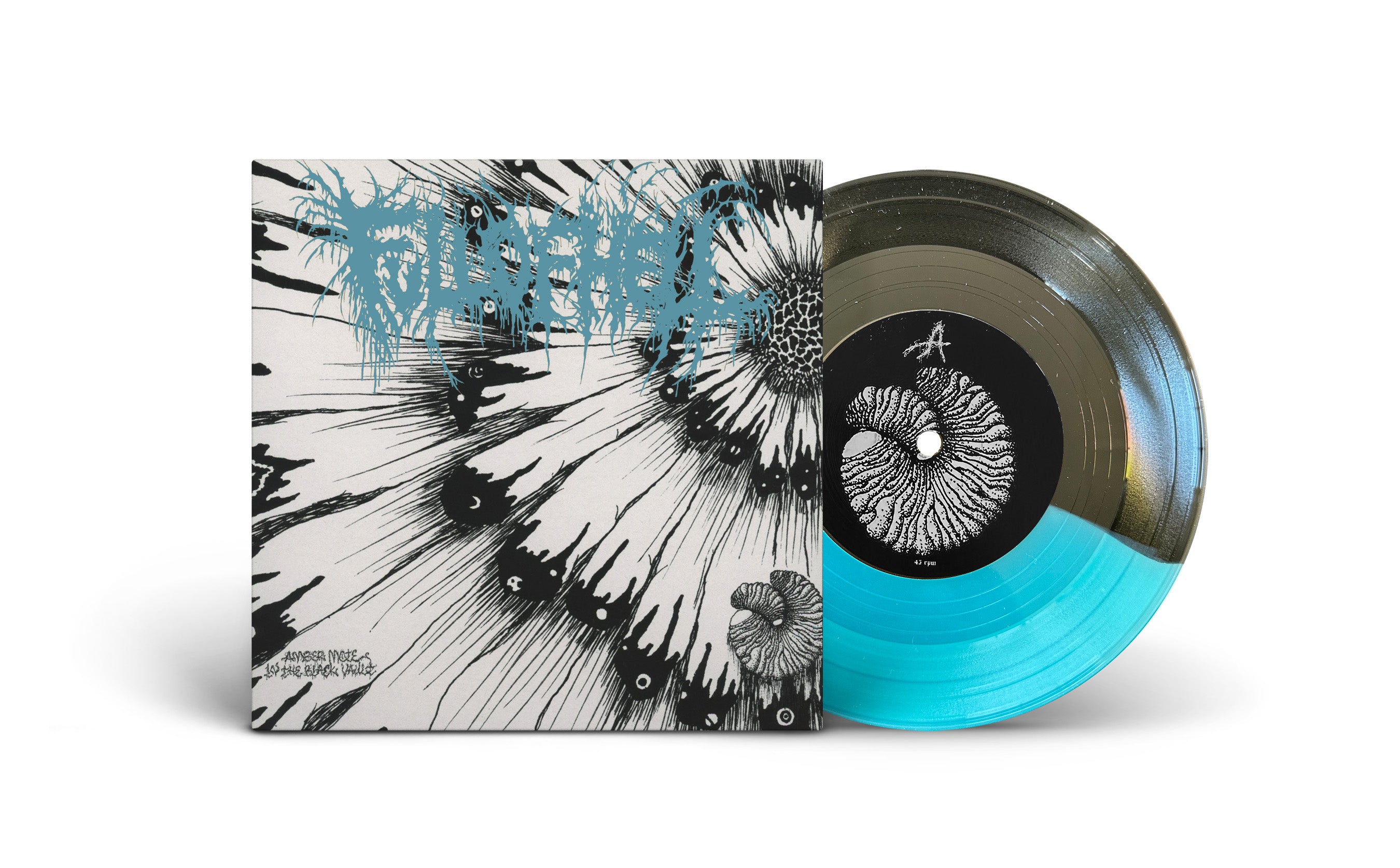 full-of-hell-amber-mote-in-the-black-vault-vinyle-7-split-noir-bleu image 3