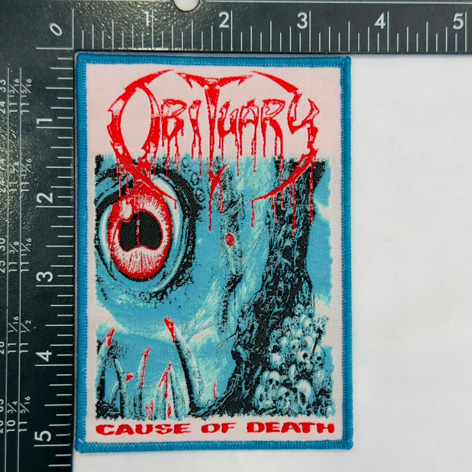 obituary-cause-of-death-patch-tiss-bordure-bleue-death-metal image 3