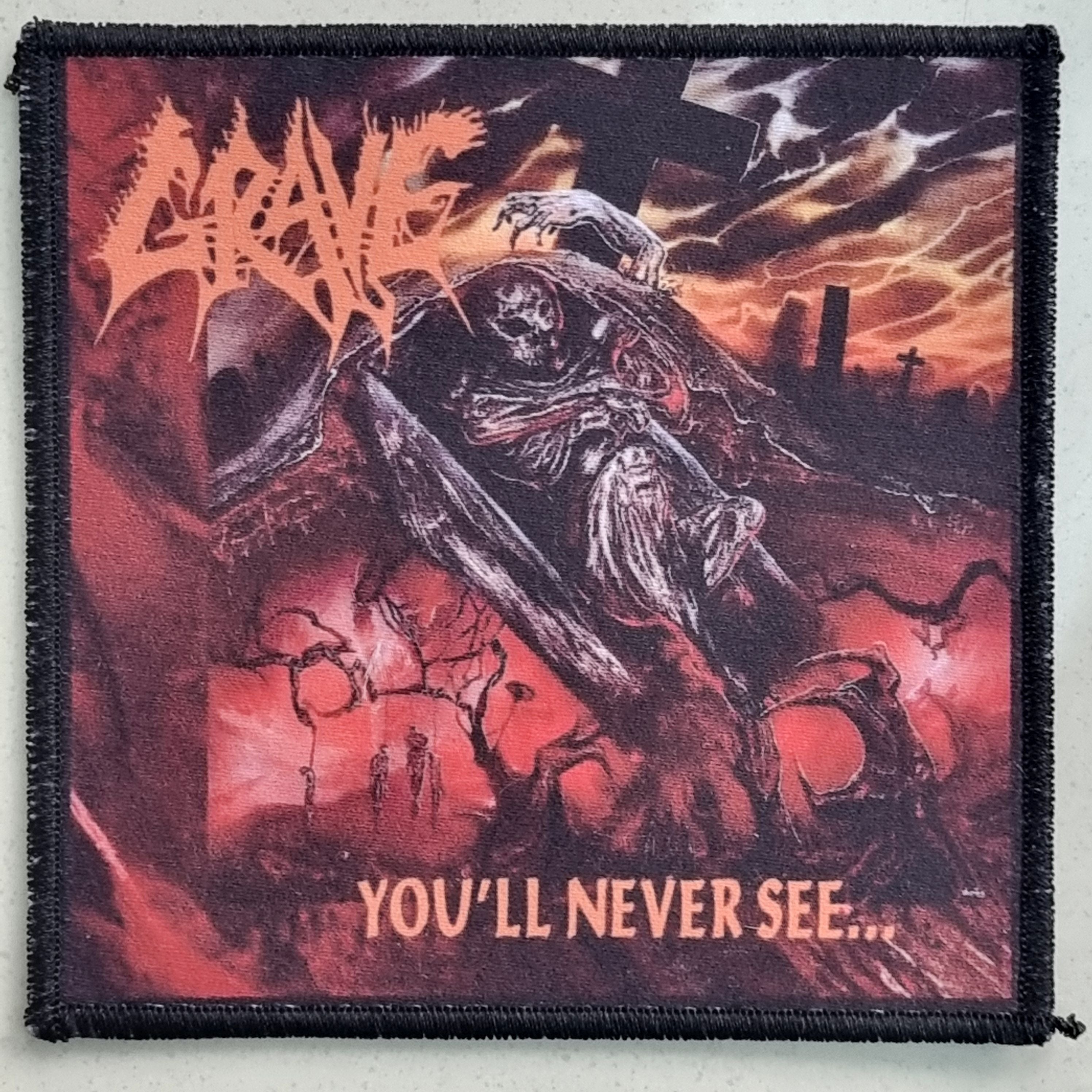 grave-you-ll-never-see-patch-cusson-petit-death-metal image 1