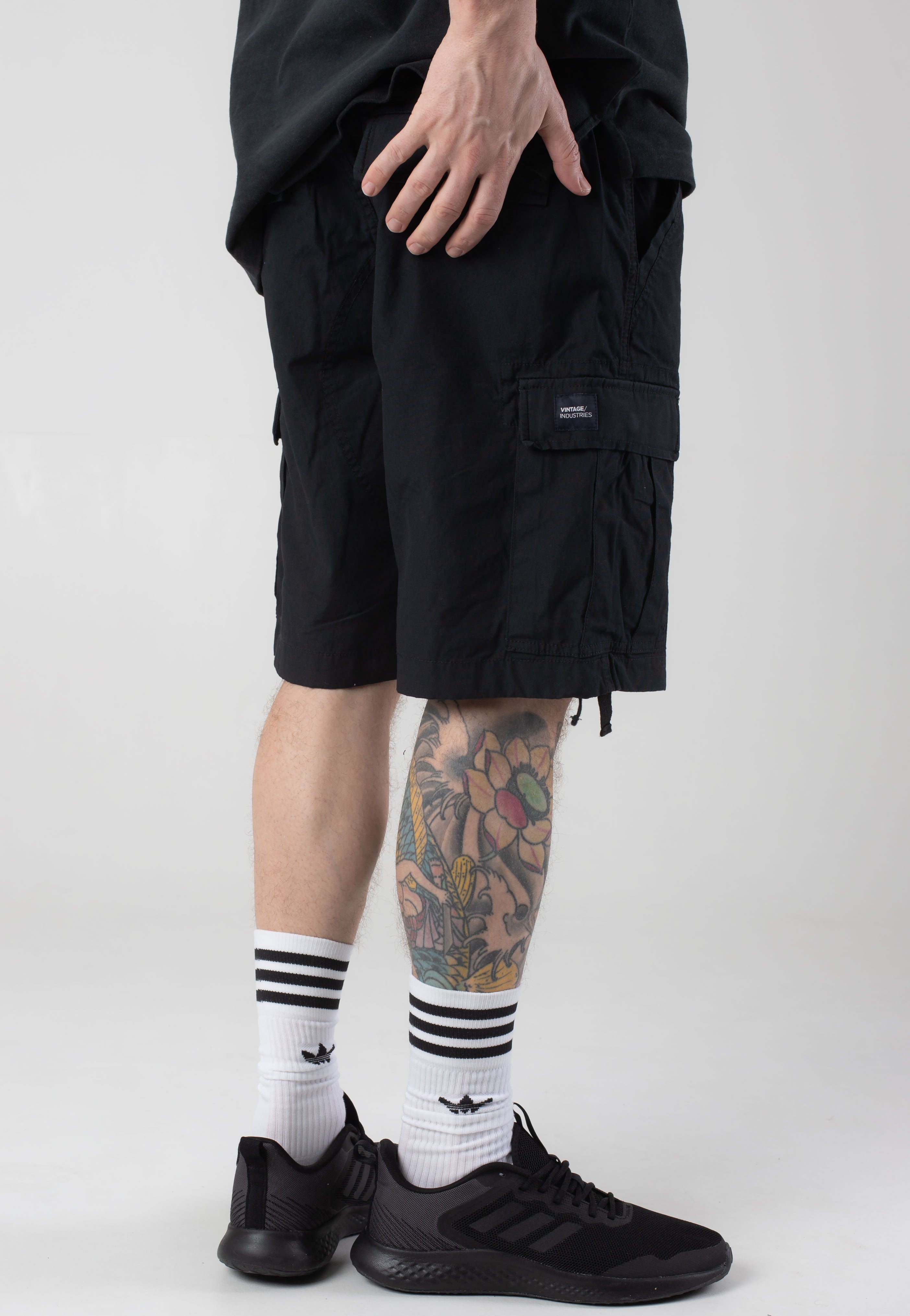 vintage-industries-davis-short-cargo-noir-homme-coton image 3