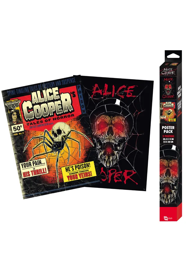 alice-cooper-skull-hat-poster-multicolore-rock-classique image 1